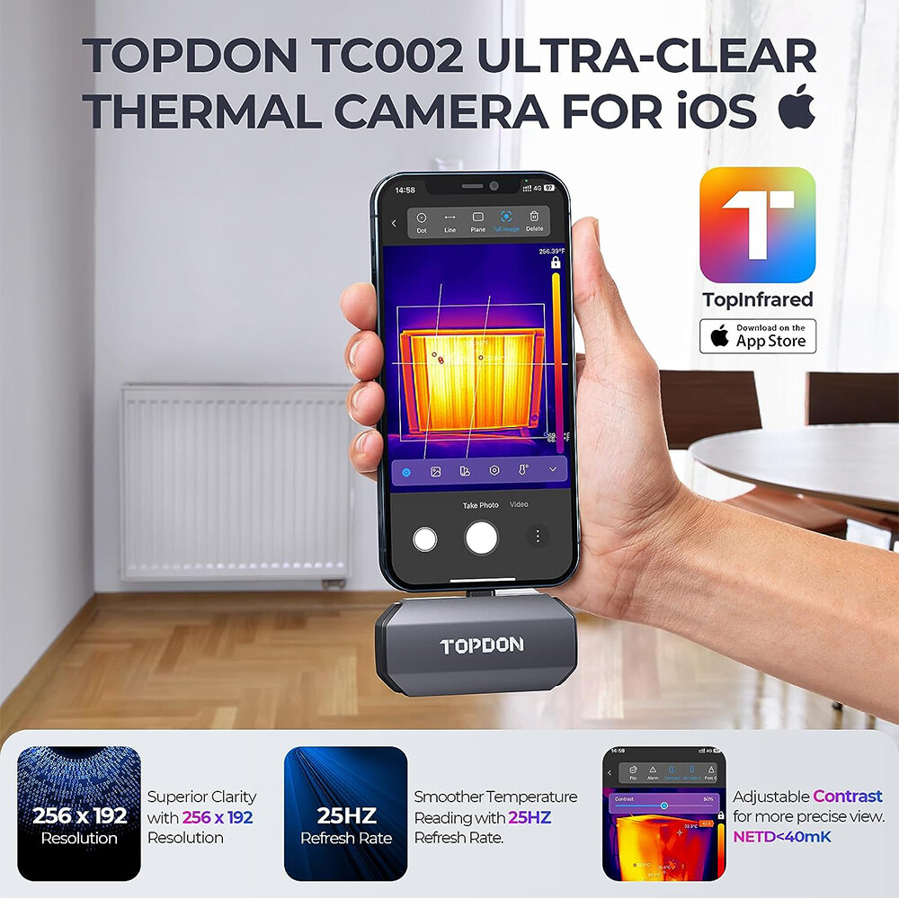Thermal Imaging Camera Topdon TC002 IR Infrared Thermal imager 256×192 for IOS