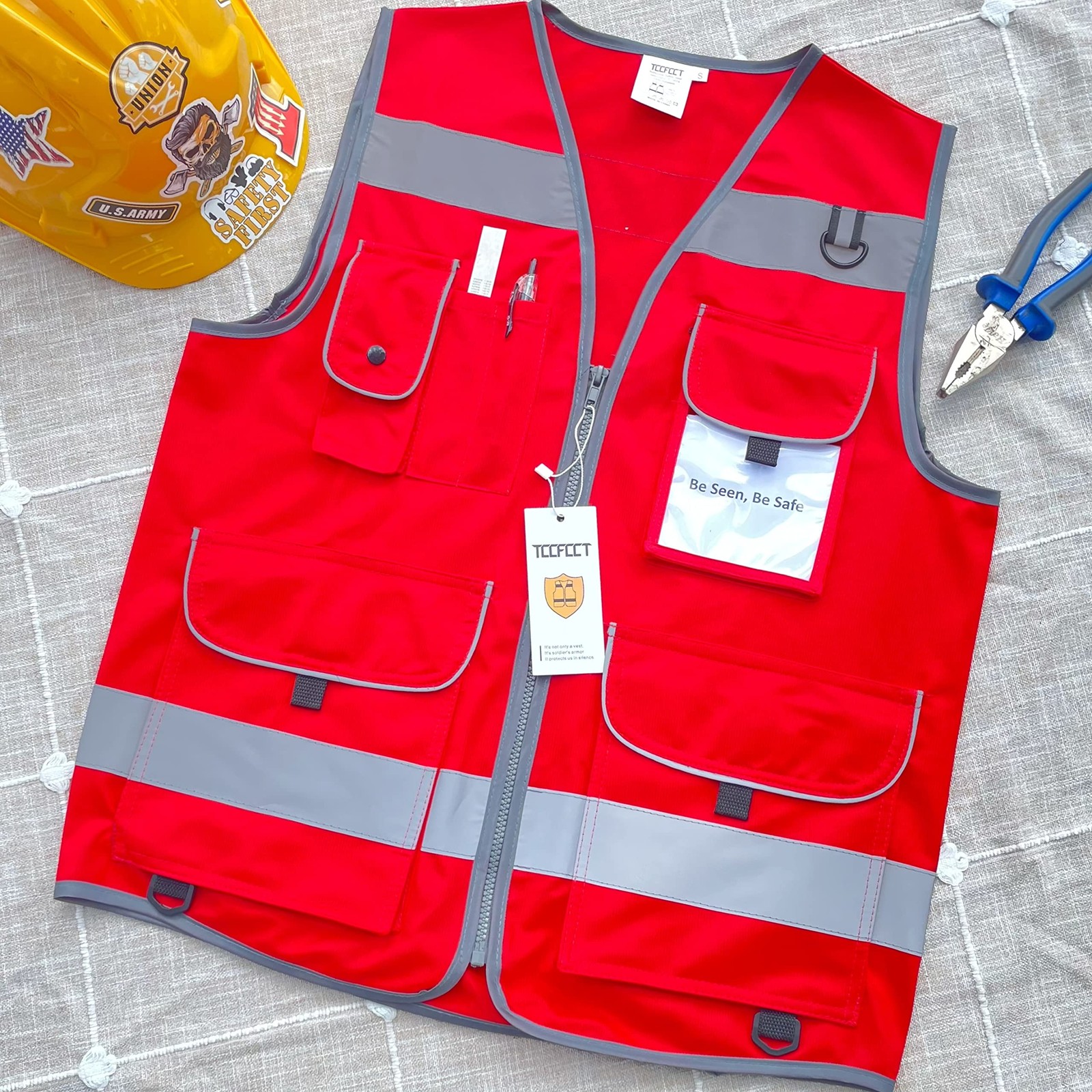 High Visibility Reflective Safety Vest 9 Pockets ANSI Compliant for Work