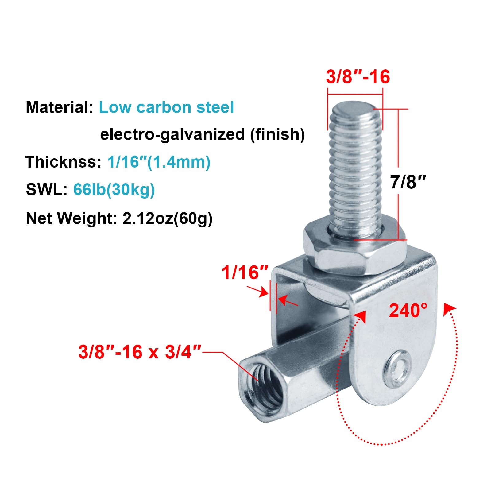 12 PCS 3/8 Swivel Joint Connector, Adjustable Swivel Attachment Thread Hanger…