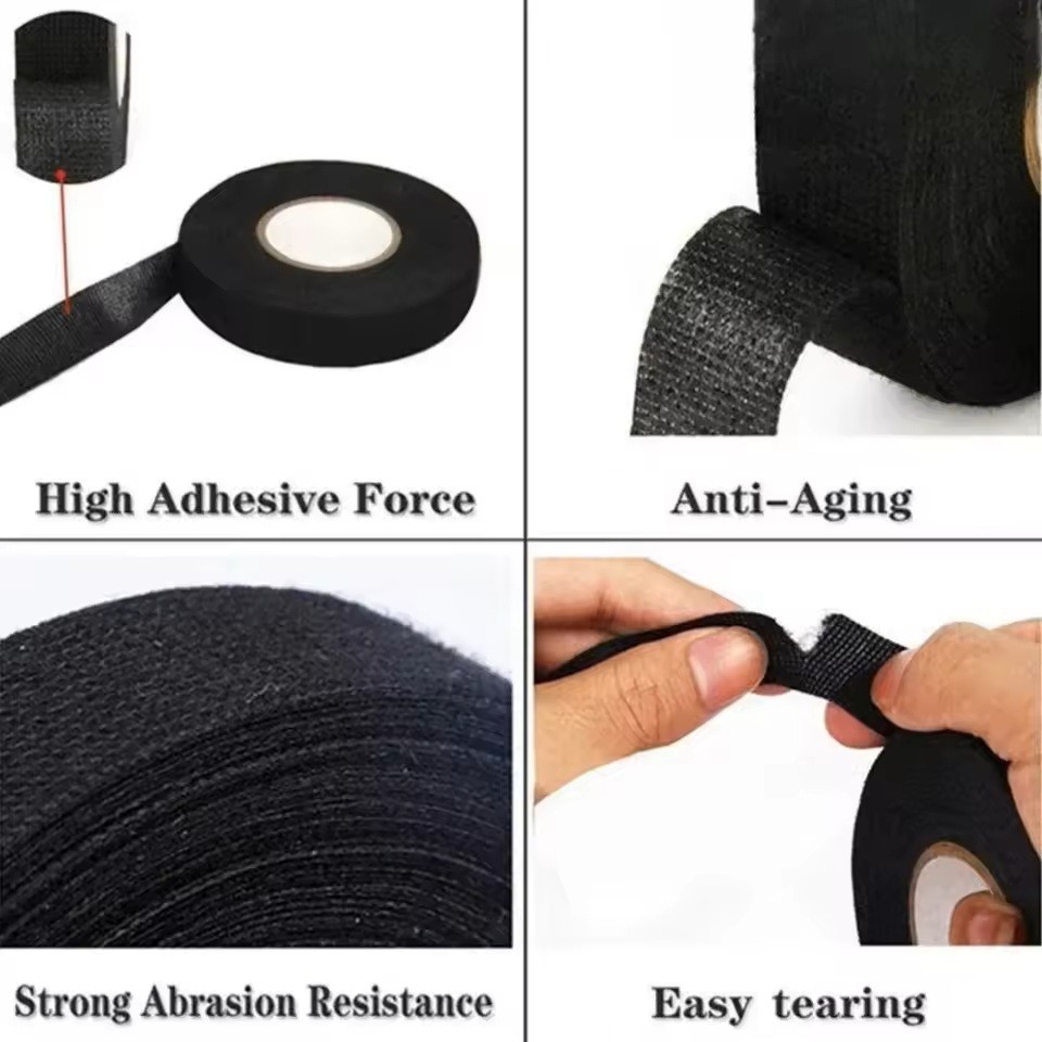 5/8″ Heat-Resistant Electrical Tape Car Wire Fire-Proof Cloth Black Fabric 50ft