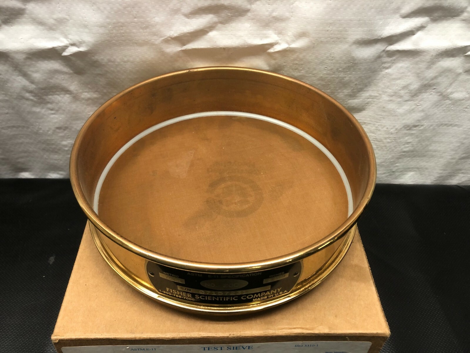 Fisher Scientific Brass Test Sieve, No. 200, Pore Size: 75 um, 8” Diameter