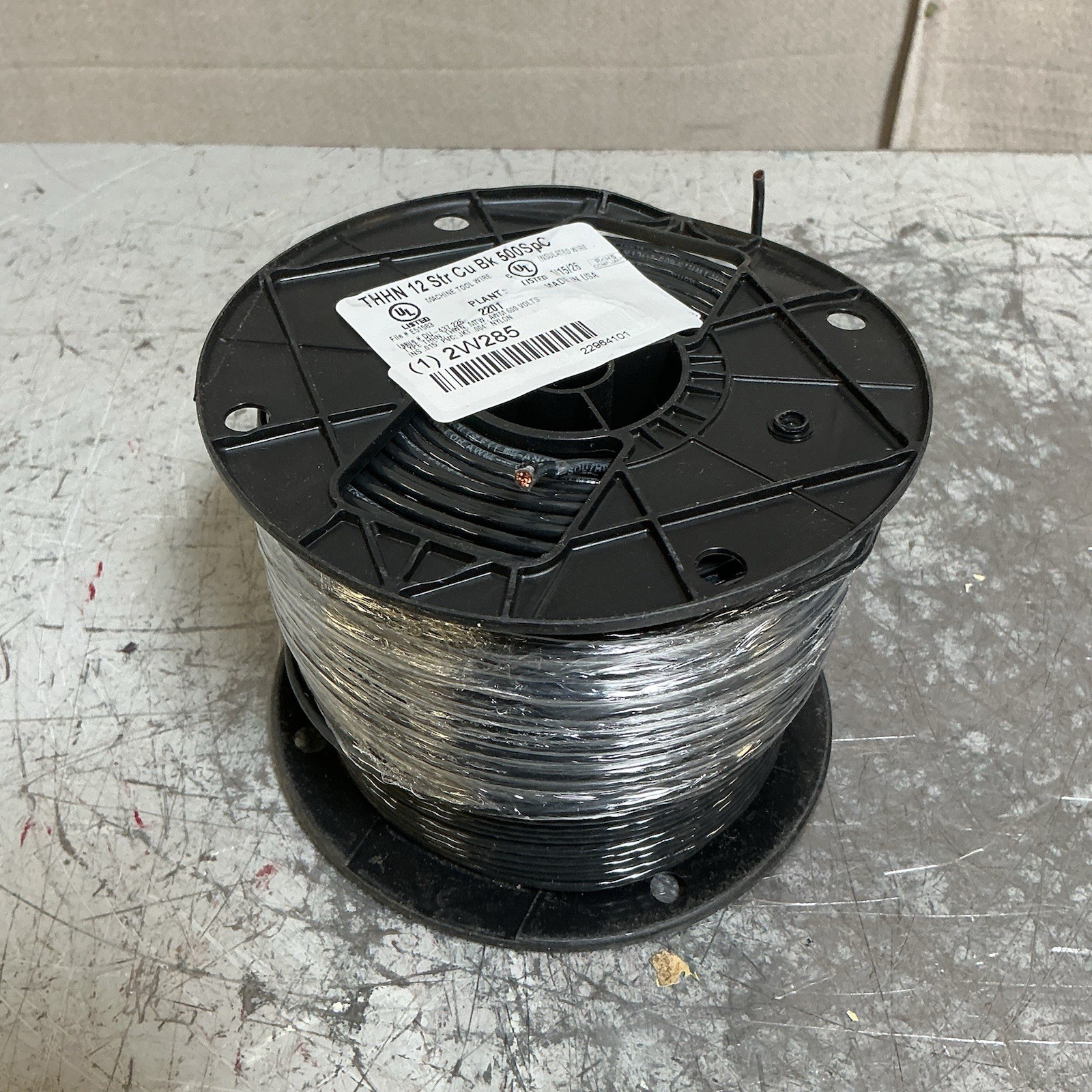 SOUTHWIRE 22964101 Building Wire Copper 12 AWG 1 Conductors Stranded Black 500 f