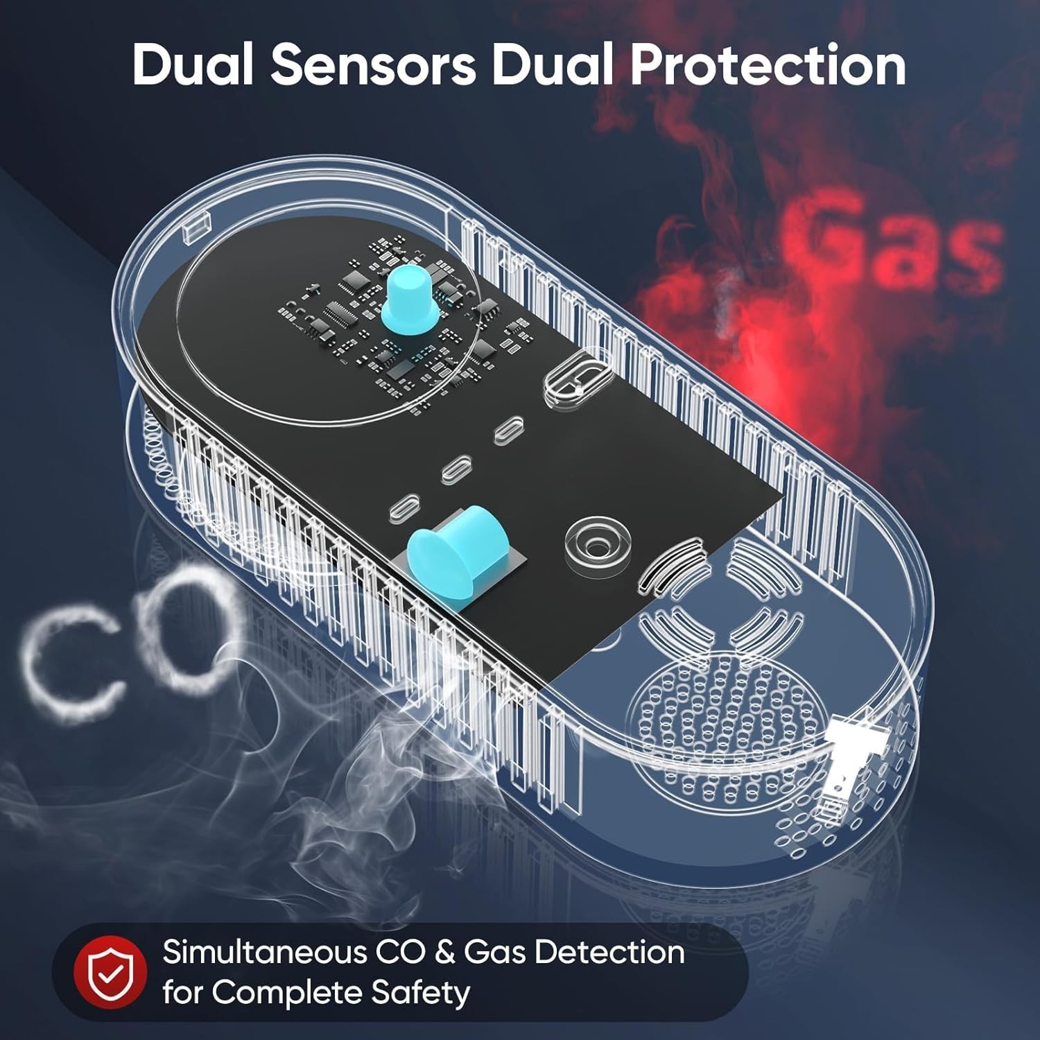 4PCS 4-IN-1 NATURAL GAS LEAK DETECTOR & CARBON MONOXIDE DETECTORS W/ TEMPERATURE