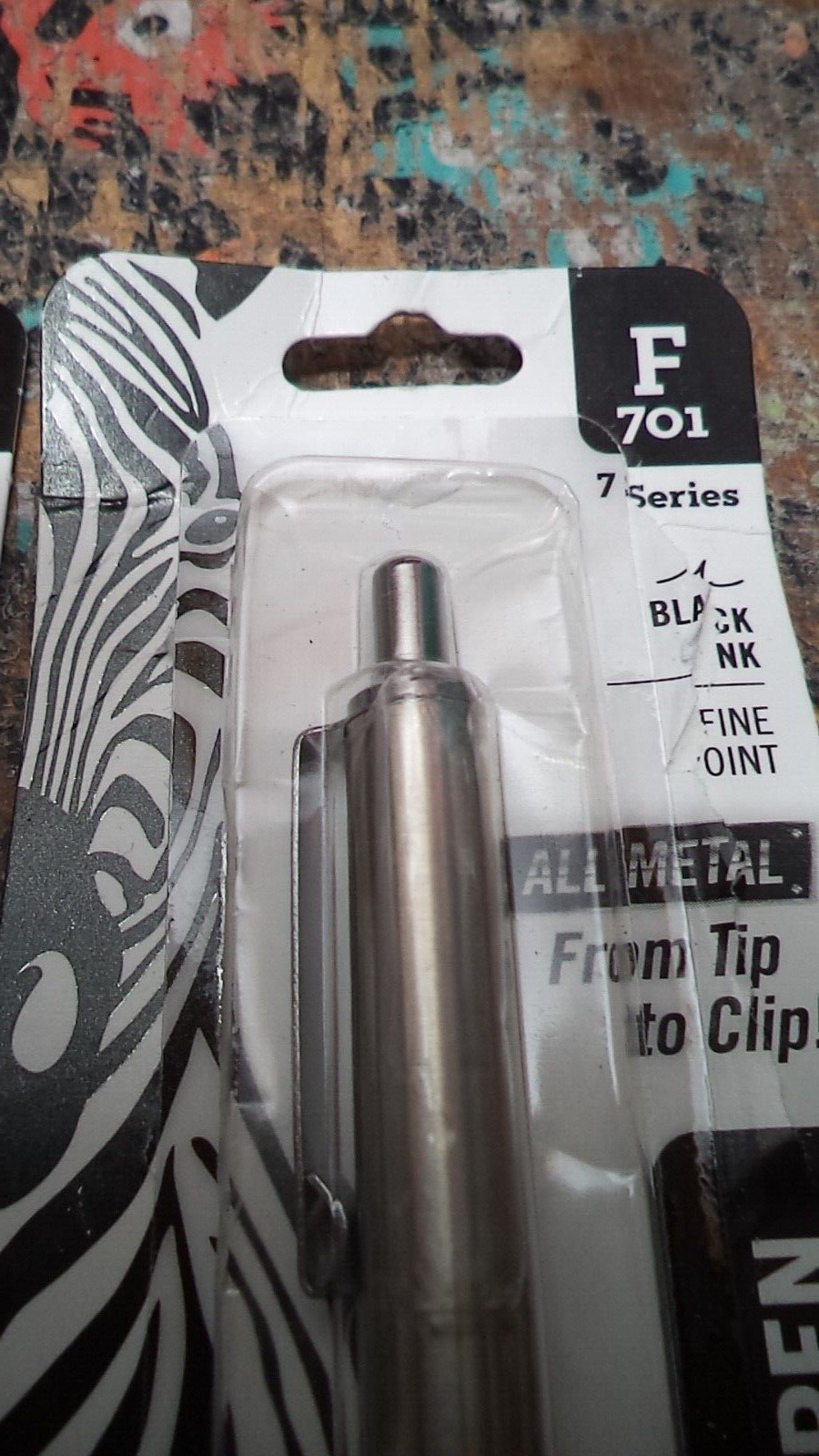 Zebra Pen F-701 Ballpoint Stainless Steel Retractable Fine Point 0.8mm Black ink