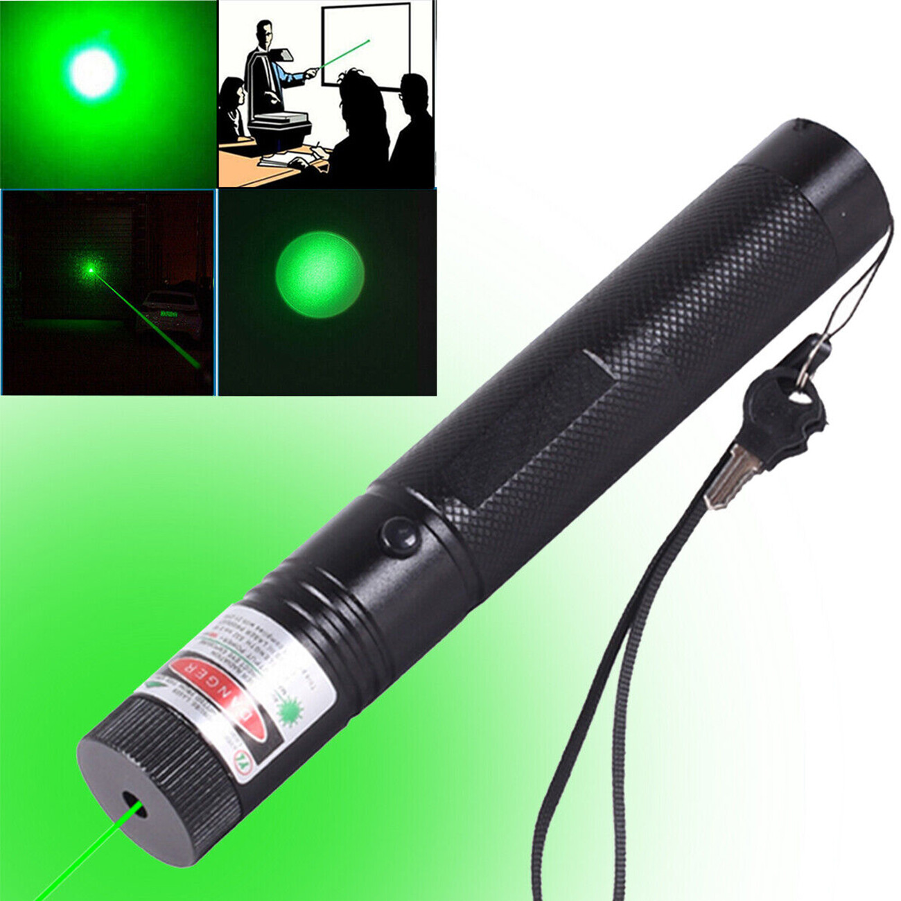 9900Miles 532nm Green Laser Pointer Pen Light Visible Beam Rechargeable Lazer