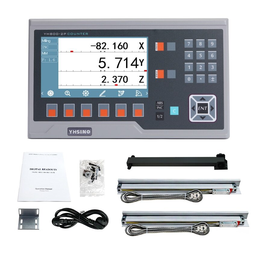 BIG Metal LCD Digital Readout YH800-2P With 2 PCS Linear Scales Linear Encoder