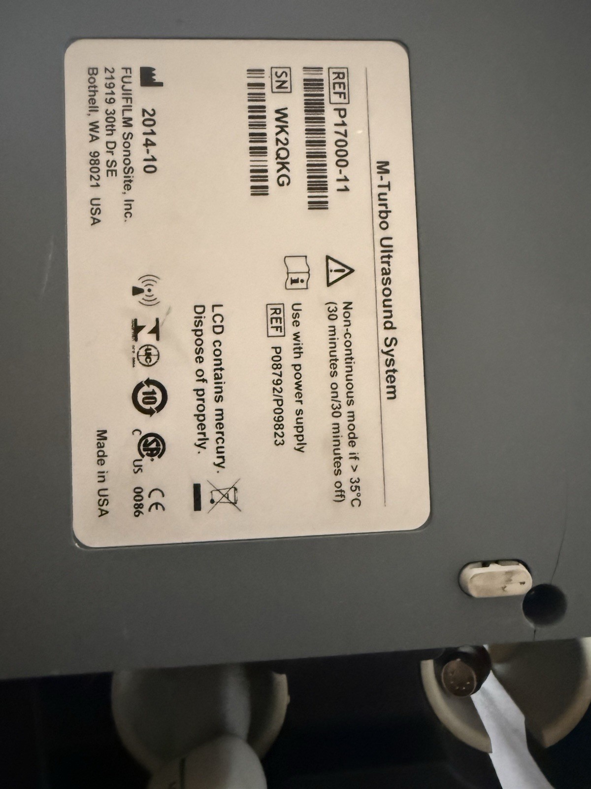 SonoSite M-Turbo Ultrasound With Cart & P21x Transducer Probe
