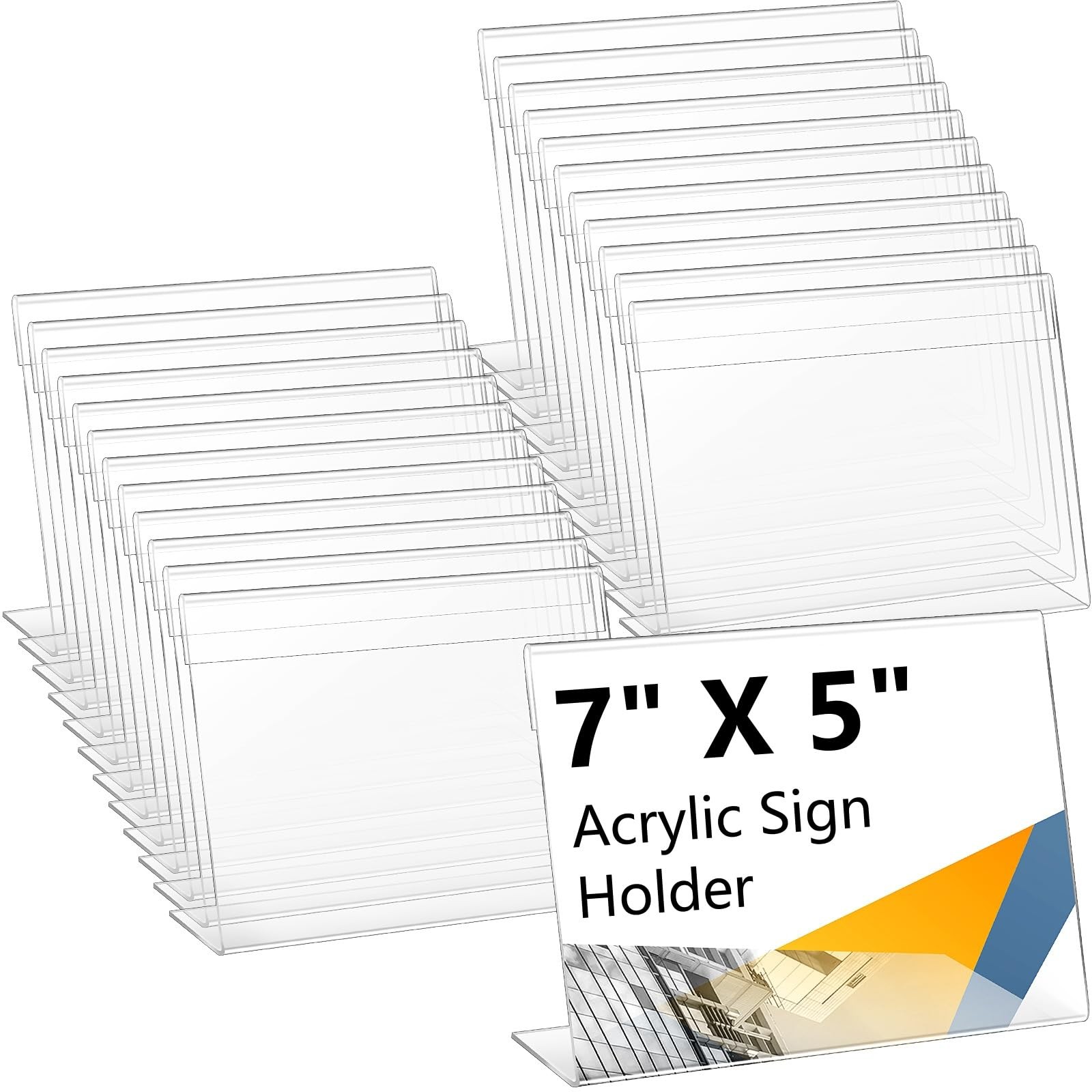 Vicenpal 6 Pcs 7×5 Inch Clear Acrylic Sign Holder Plastic L-shape Vertical Me…