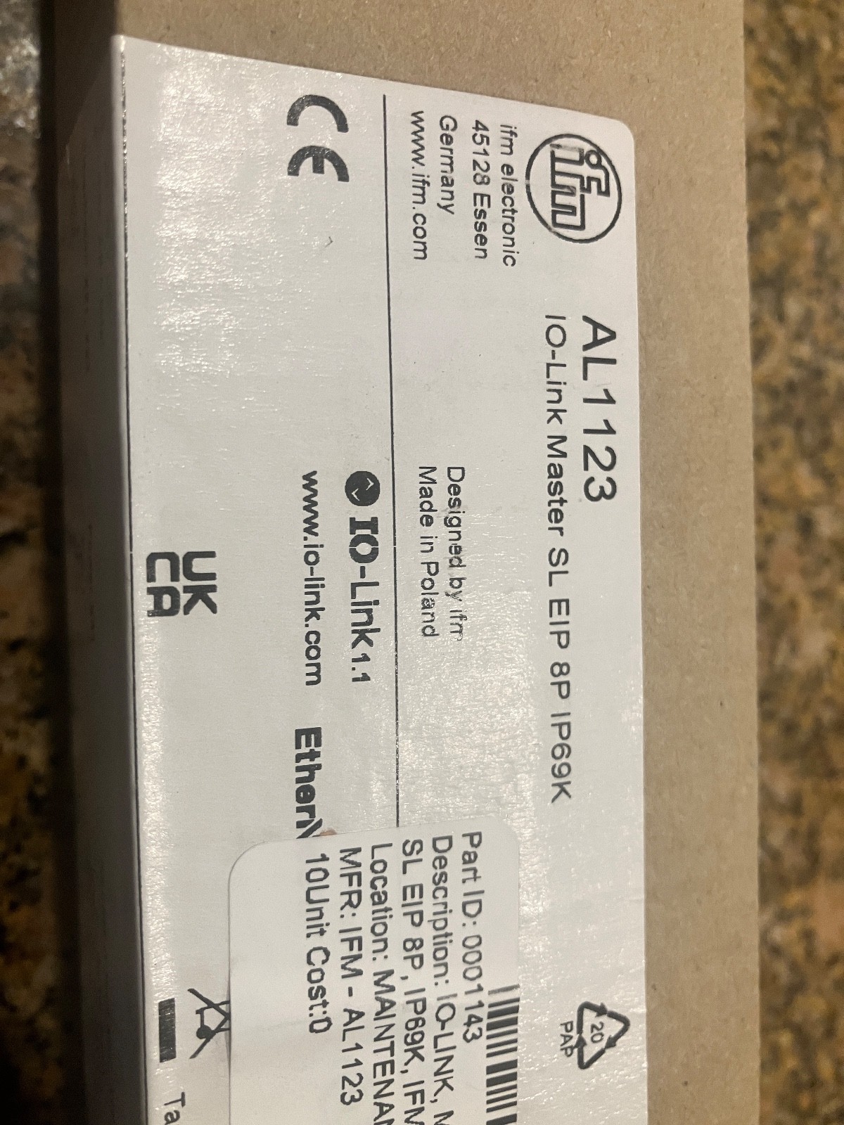 IFM AL1123 IO-Link Master SL EIP 8P IP69K Ethernet AL 1123 (AL1122 compatible)