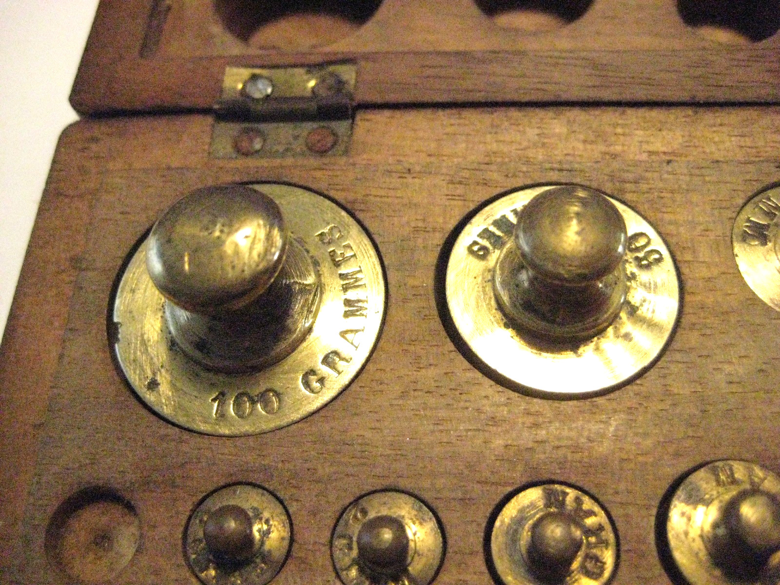 Antique Early 1900s Metric Weight set in Fitted Hardwood Box APOTHICARY
