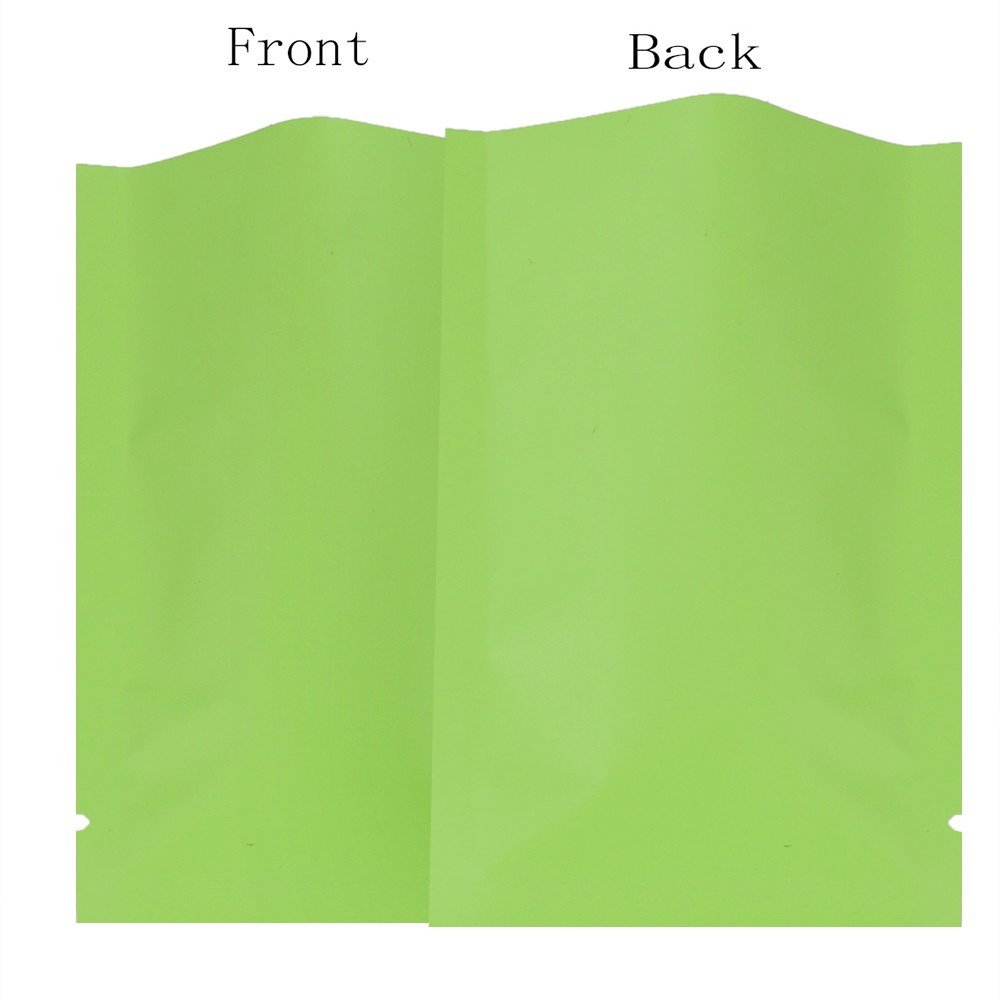 Double-Side Green Flat Open Top Mylar Sample Bags Pouches Variety Quantity Sizes