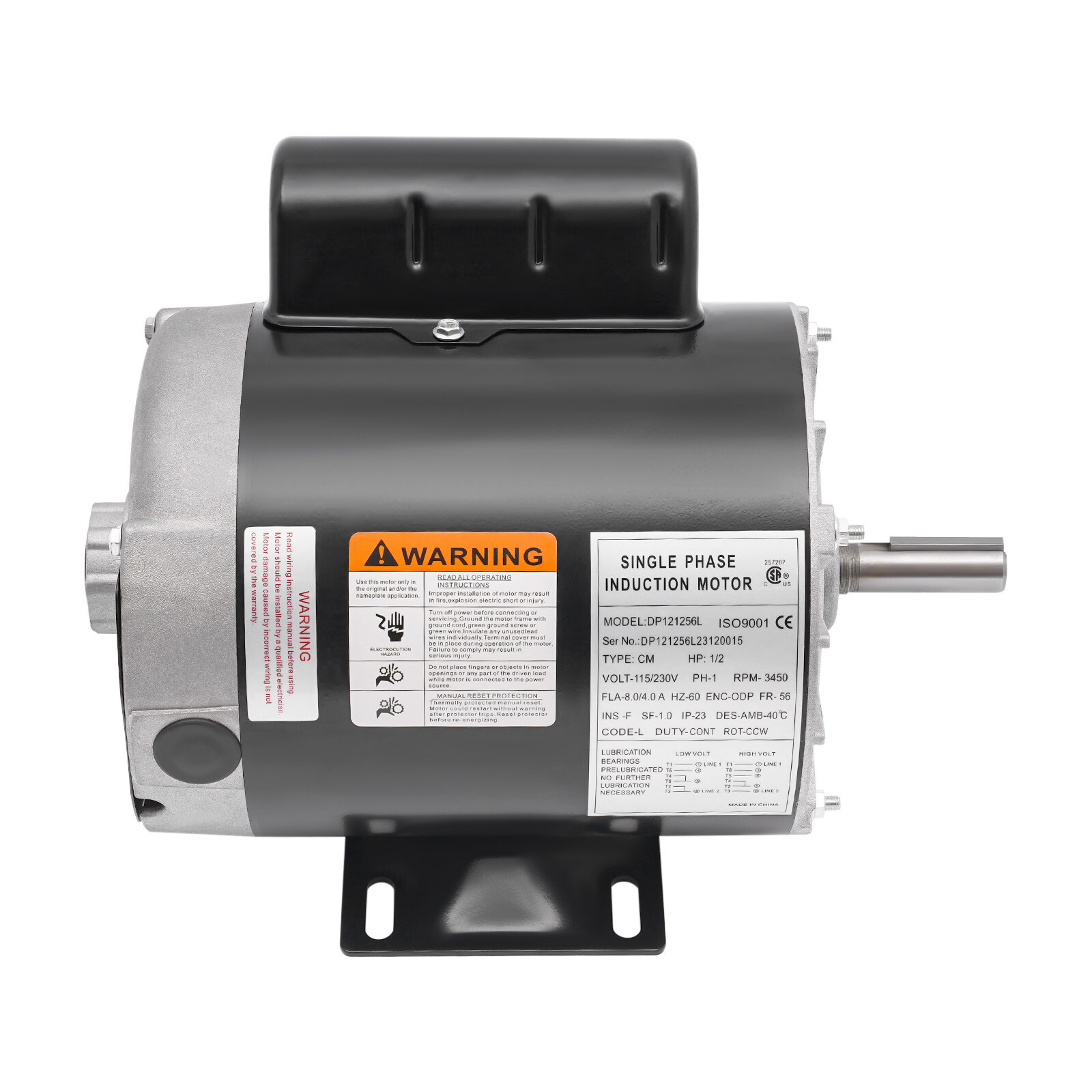 1/2HP Electric Motor 3450RPM General Purpose Single Phase Motor 115V/230V 104℉