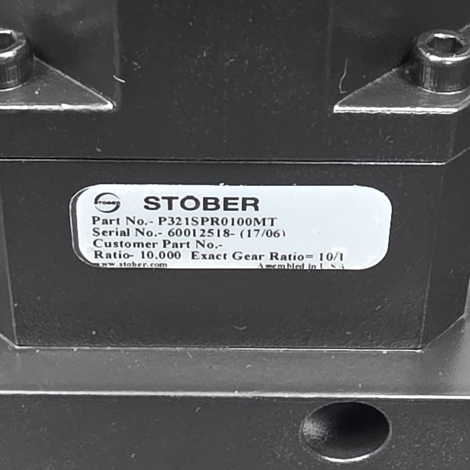 Stober P321SPR0100MT Gear Head 10.0:1 Percision Servo Gearbox, New Open Box!