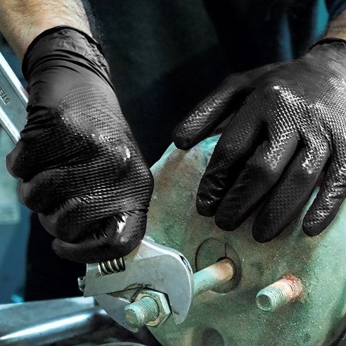 8mil Heavy Black Heavy Duty Diamond Texture Nitrile Gloves for automotive 100