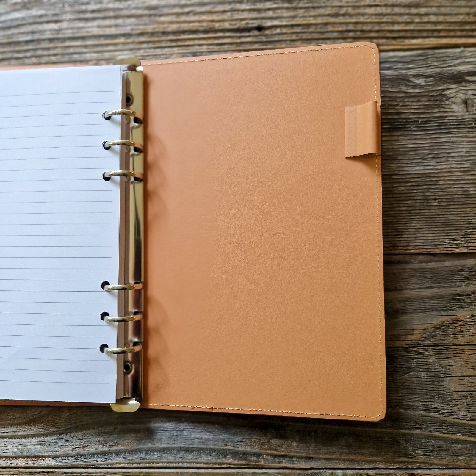 DSKPRTE A5 6-Ring Personal Organizer | Brown PU Leather Notebook