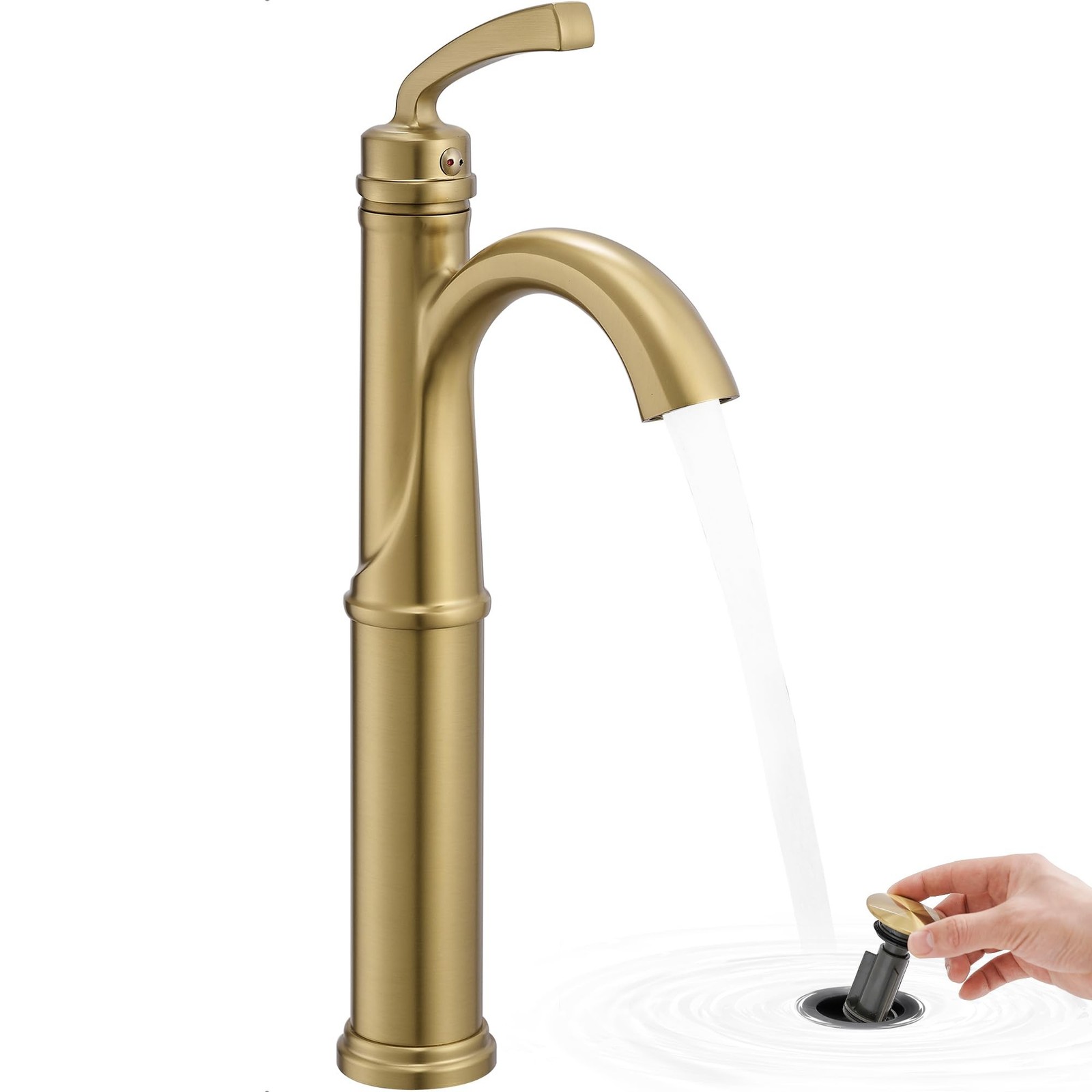 HOIGY HY-BF-16H-NG1 Gold Vessel Sink Faucet One Hole 1 Handle Arched Spout