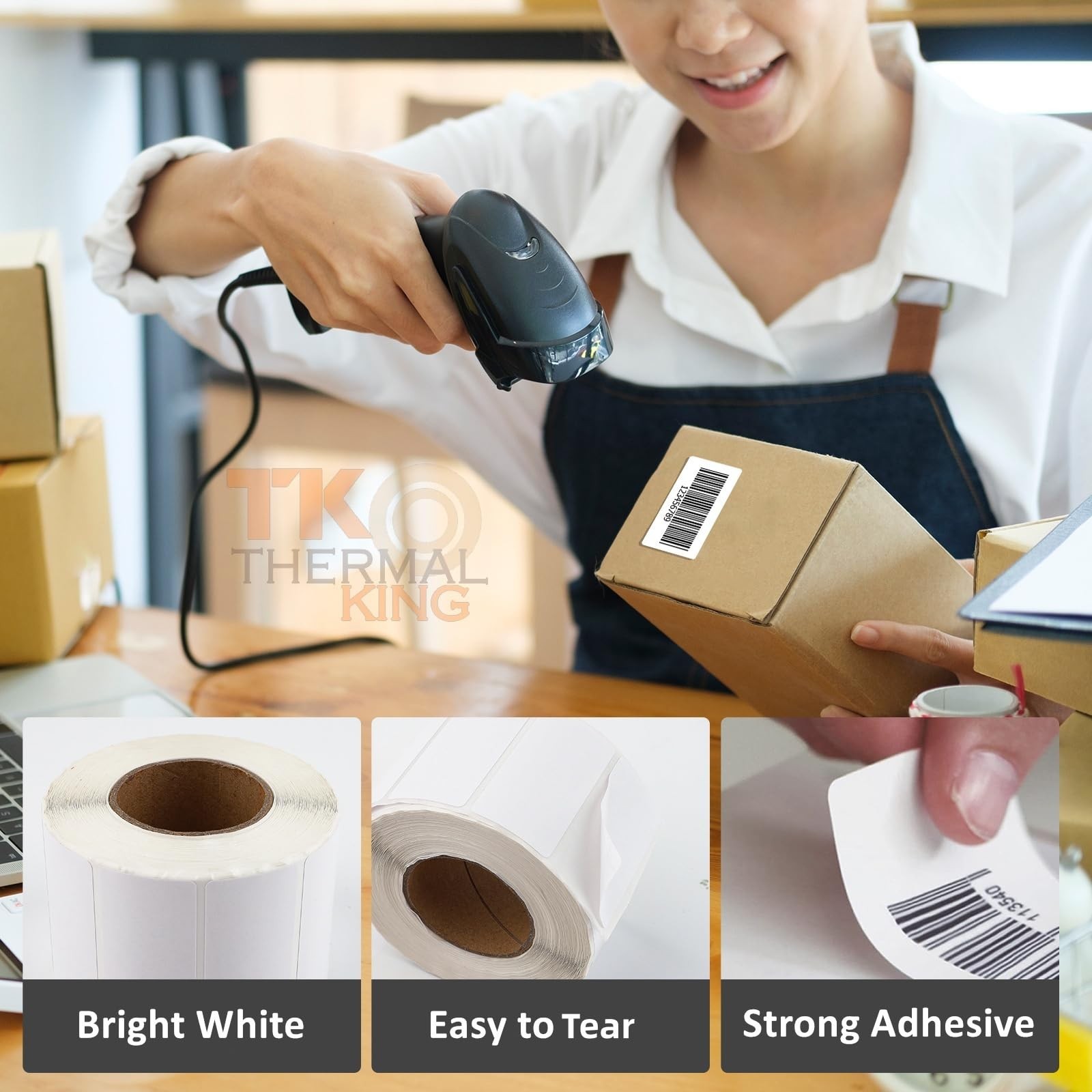 Direct Thermal Labels White Perforated Strong Adhesive Water Resistant Stickers