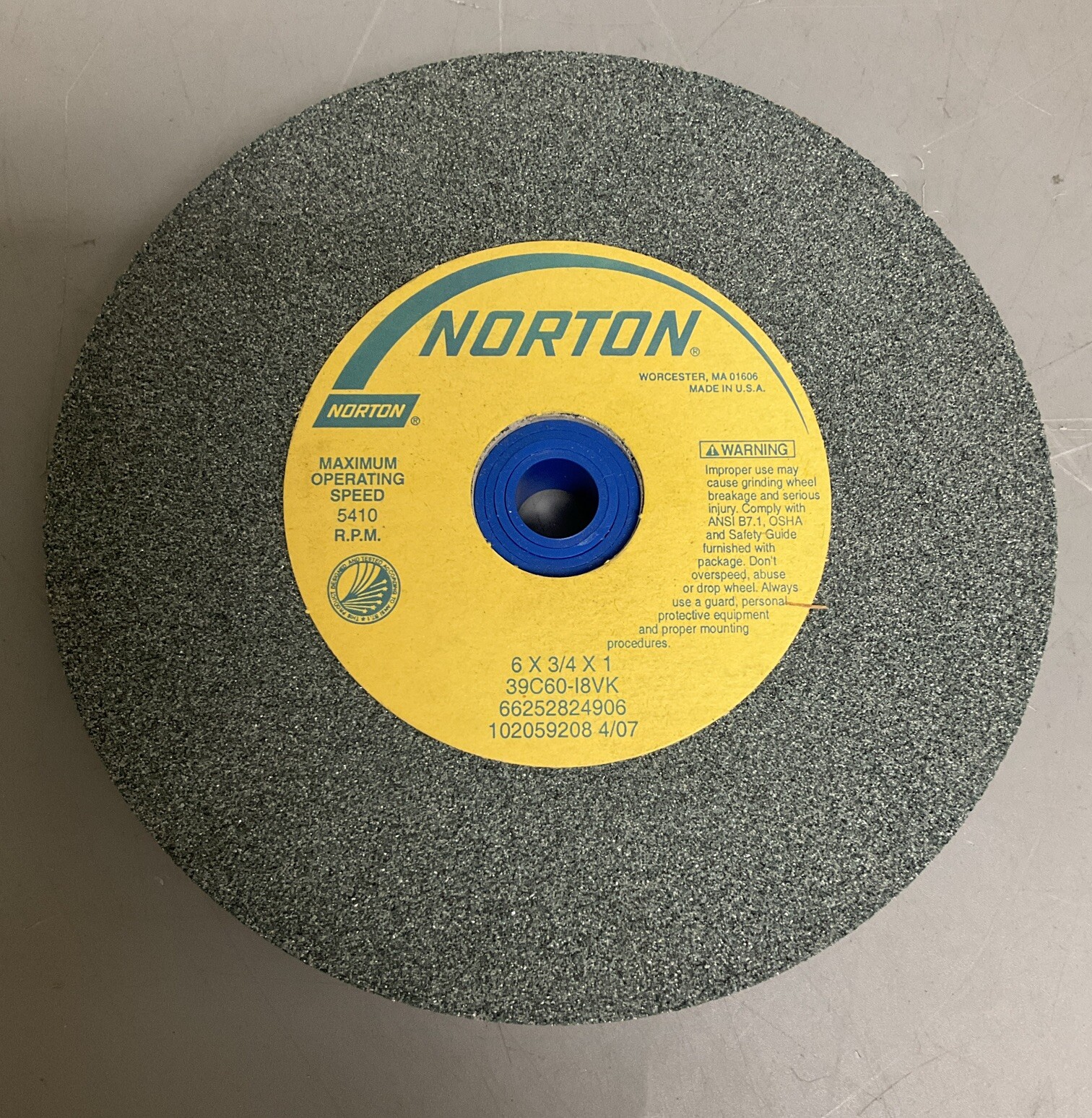 Norton Grinding Wheel 66252824906 | Size 6in x 3/4in x 1in | Part No 39C60-I8VK