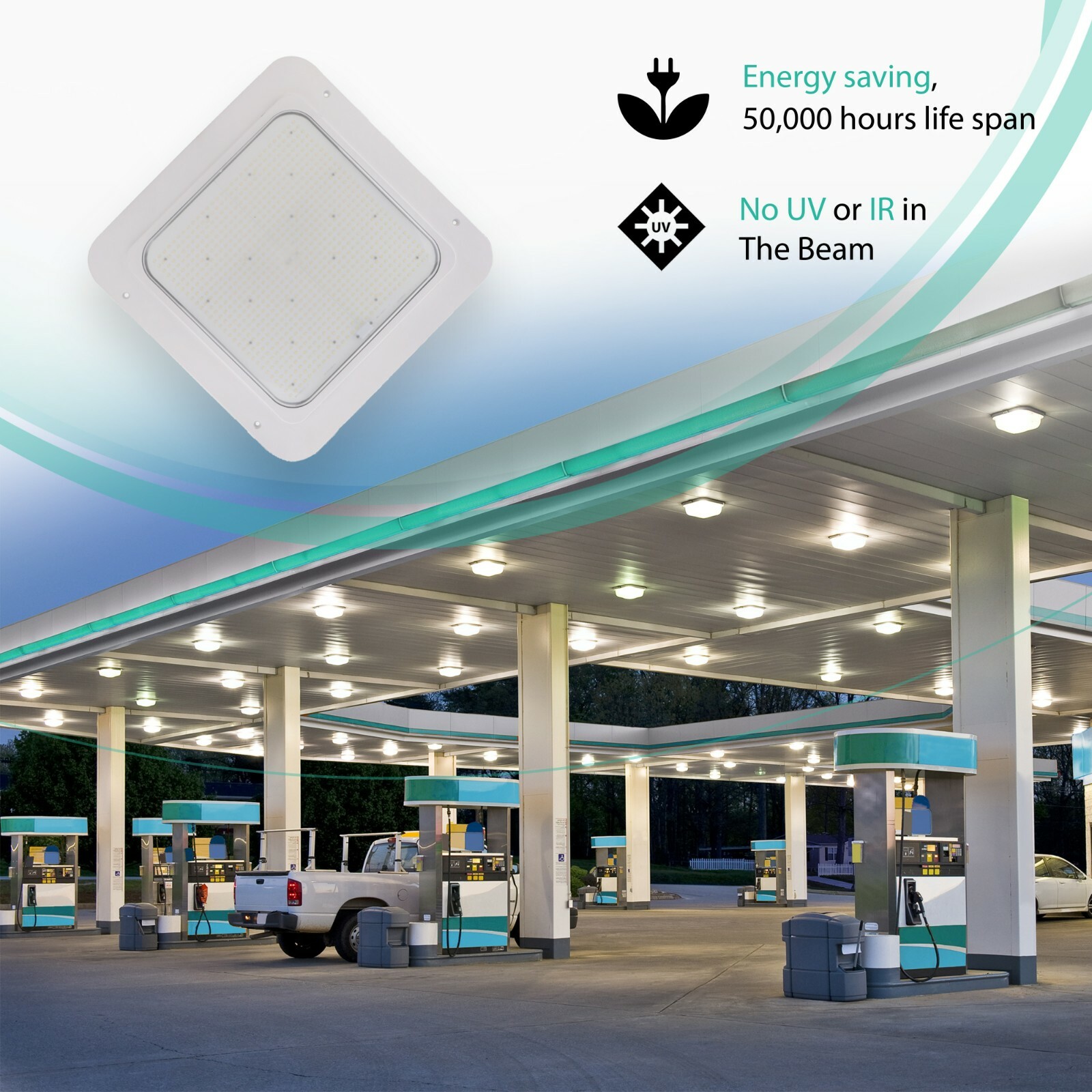 240W Max Gas Station Canopy Lights 5700K Watt Selectable (240/180/150W) 33600lms