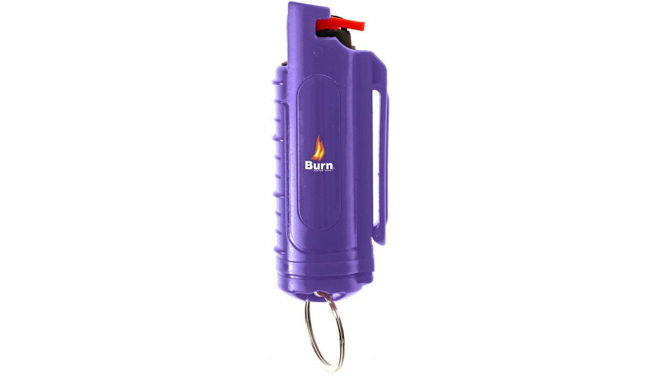 BURN Pepper Spray Maximum Strength Self Defense Security Keychain Black 2 Purple
