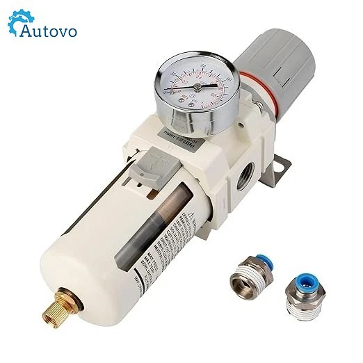 1/2″ NPT Air Filter-Regulator: 5μm, Semi-Auto, PC Bowl, 0-150 PSI, Pneumatic