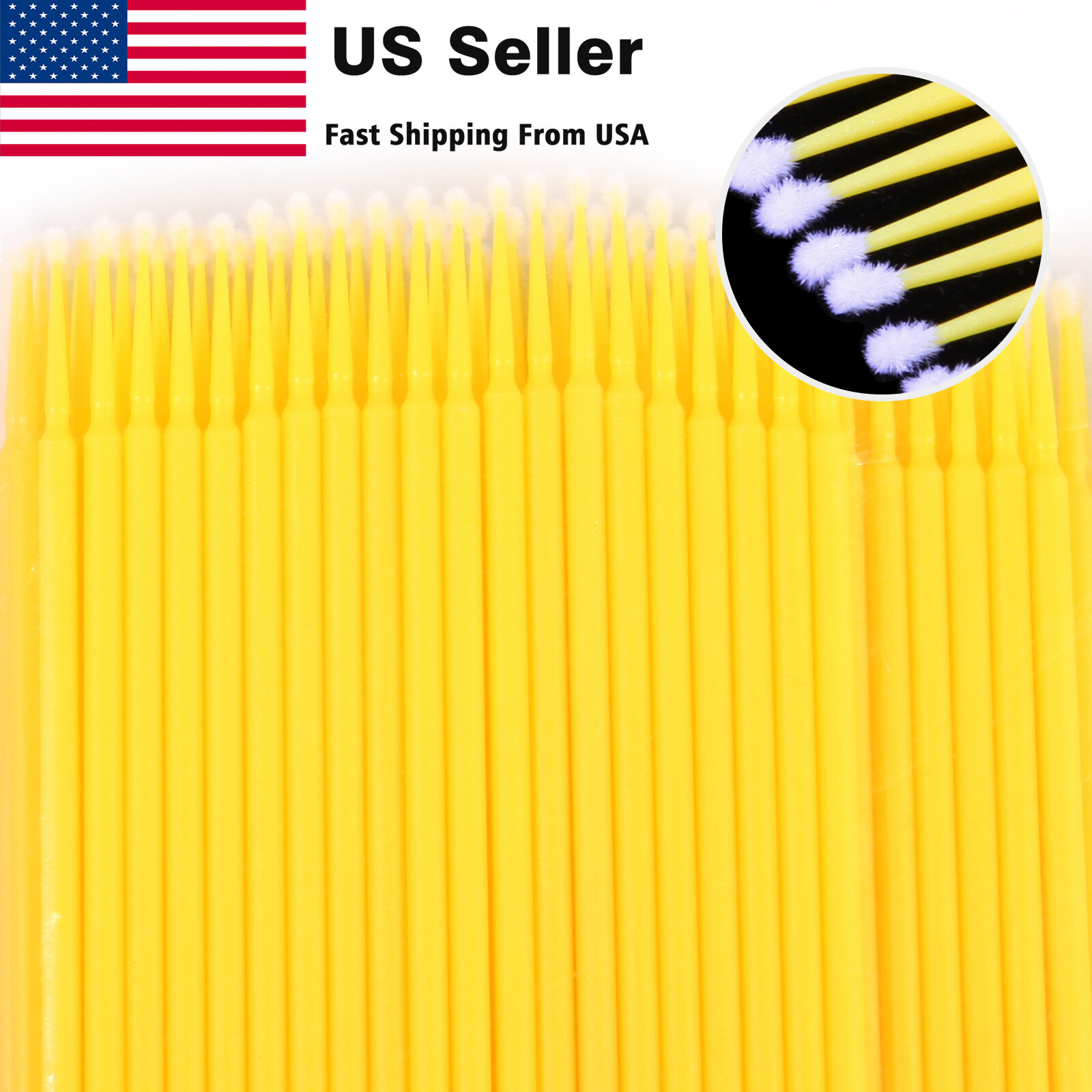100 Micro Brushes Applicators Microbrush Dental Regular Yellow 2.0 mm