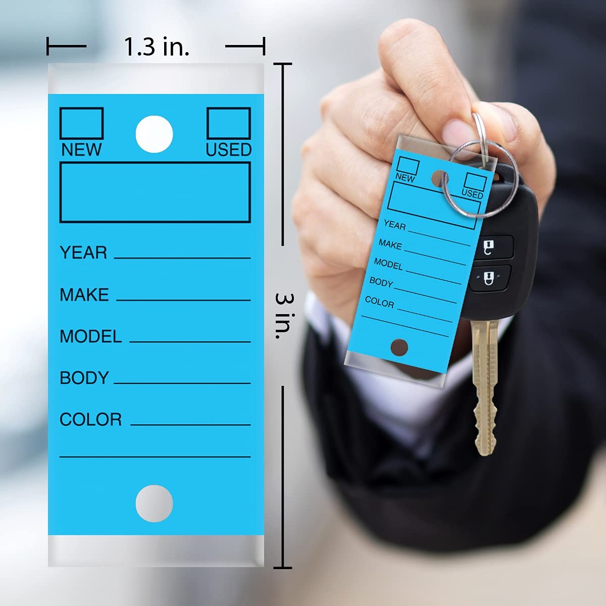 Versa-Tags 250 Per Box, Self-Protecting Paper Key Tags 250 Tags, Solid Blue