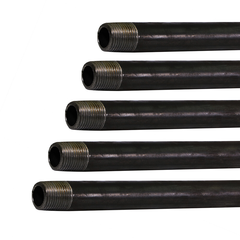 1/2in Pre Cut Black Steel Pipe Nipple Pipe Fitting Lot of 5 18in-72in Long USA