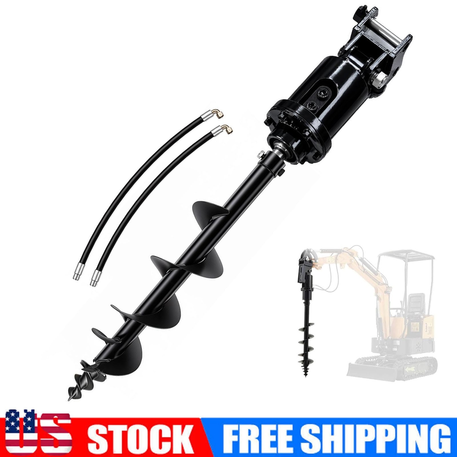 Mini Excavator Attachment Hydraulic Auger Drill 0.8Ton-2Ton 200mm Diameter Auger