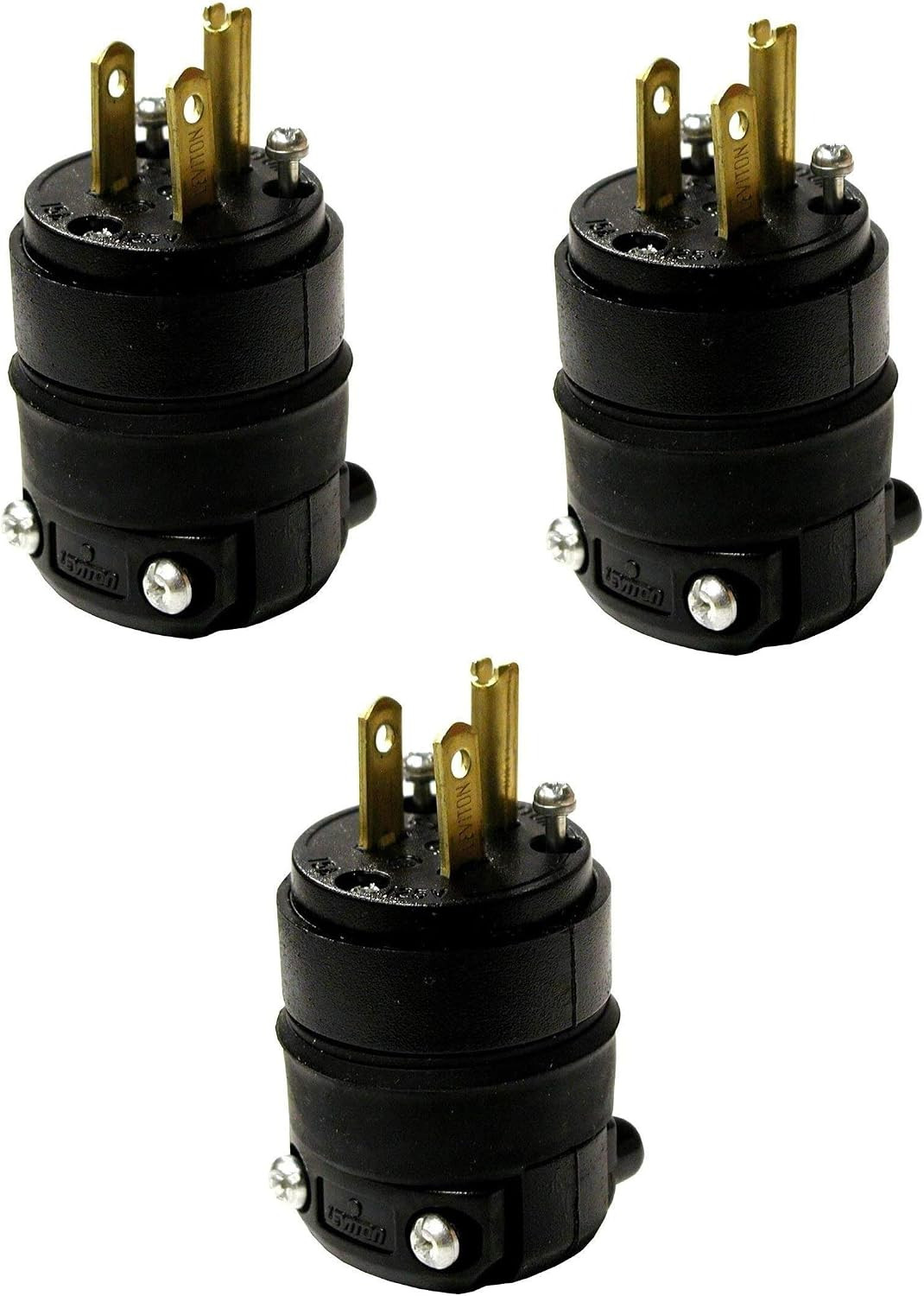 515PR 15 Amp Rubber Plug Grounded 125 Volt, 10-Pack, Black