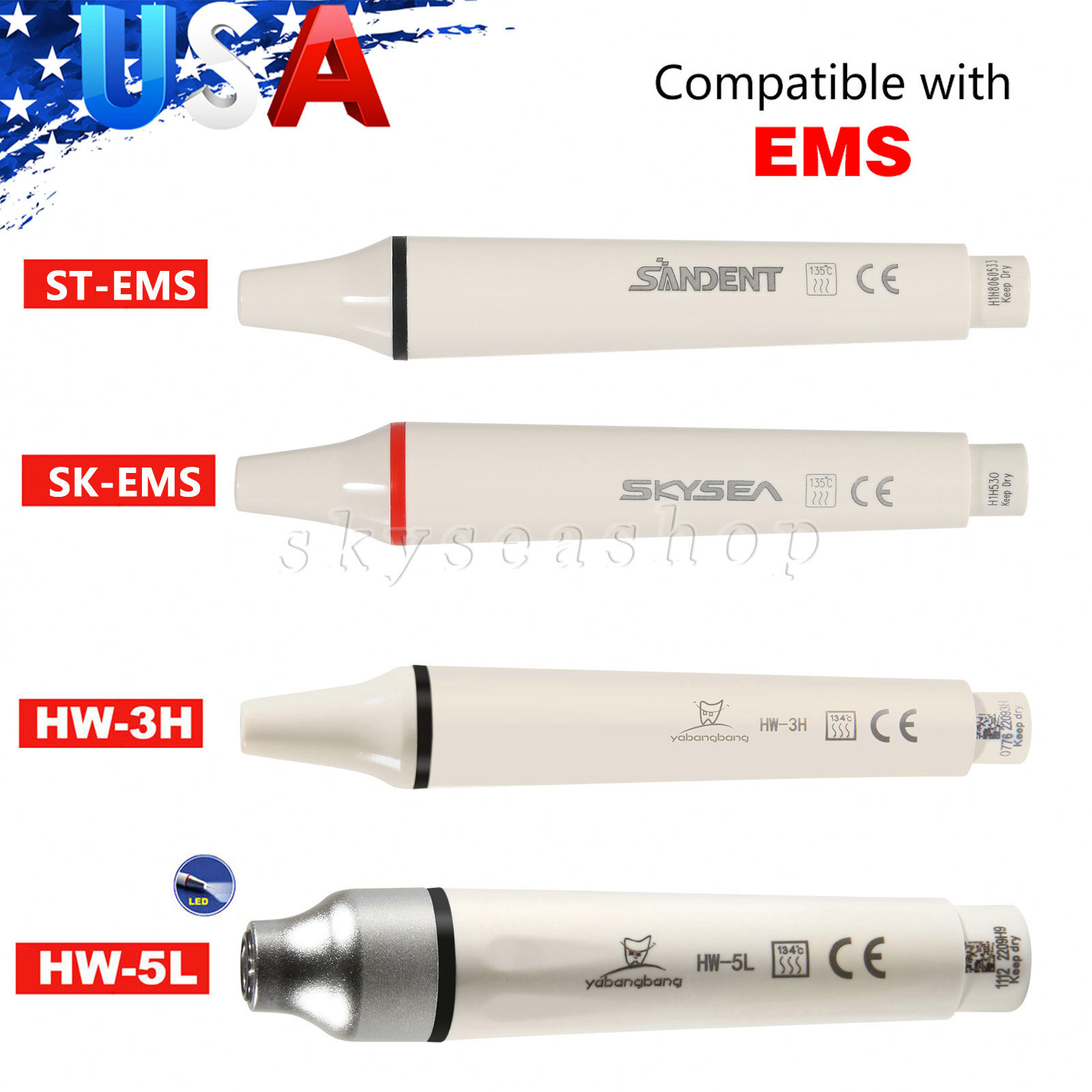 Dental Ultrasonic Piezo Scaler Handpiece No-LED/LED For EMS/Woodpecker/SKYSEA