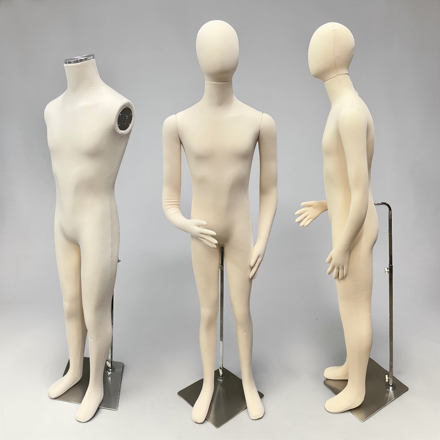 Male Mannequin Poseable Full Cloth Body, Bendable Arms & Legs, Egg Head, NEW