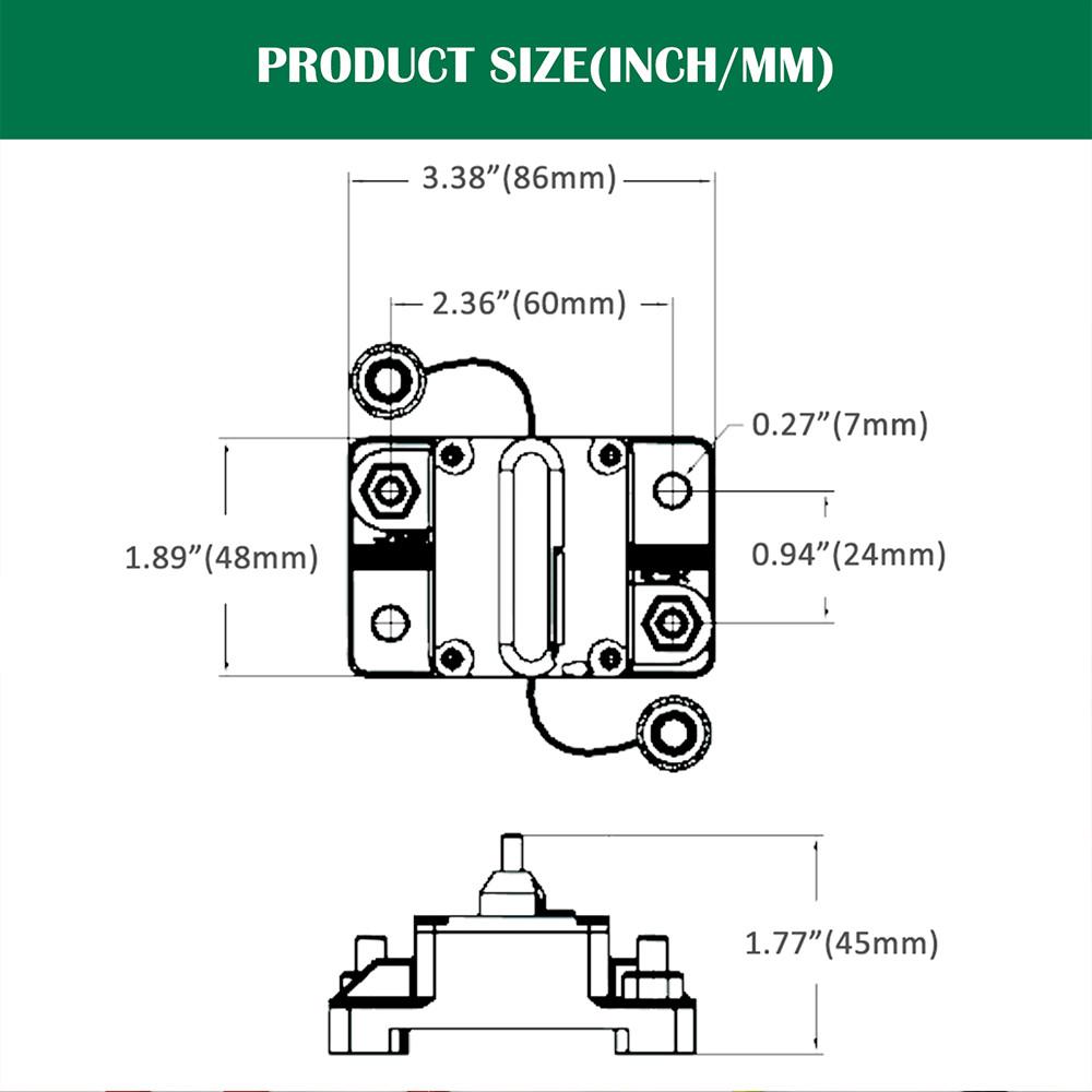 30A-250 Amp Circuit Breaker with Manual Reset 12V48V Dc Waterproof Auto/Marine