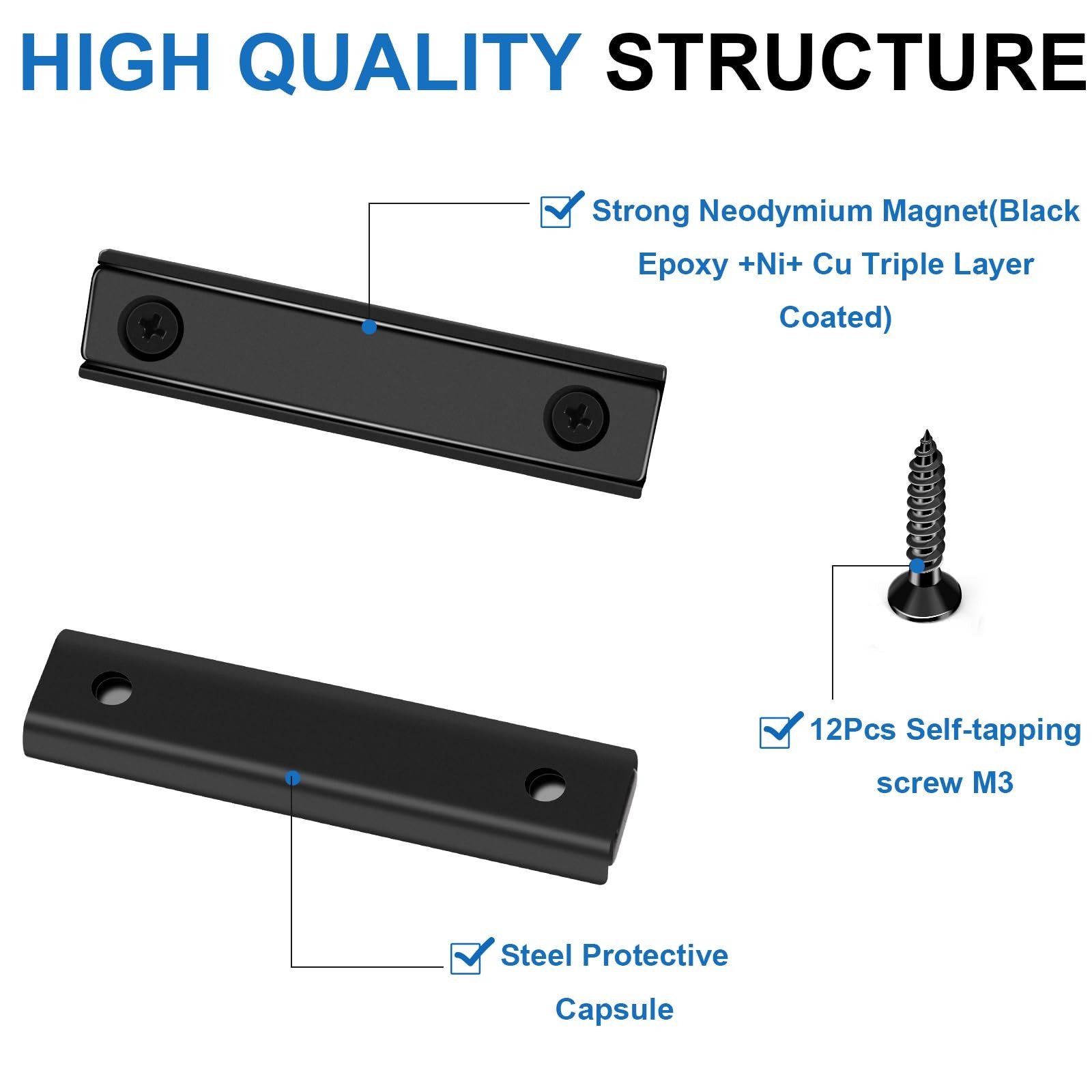 80lbs Neodymium Bar Magnets with Screws Holes, Strong Cabinet Magnets for Clo…
