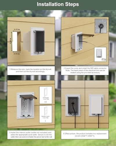 DBVR1W-1 Low Profile IN BOX Exterior Box, Outdoor Recessed Outlet Electrical Box