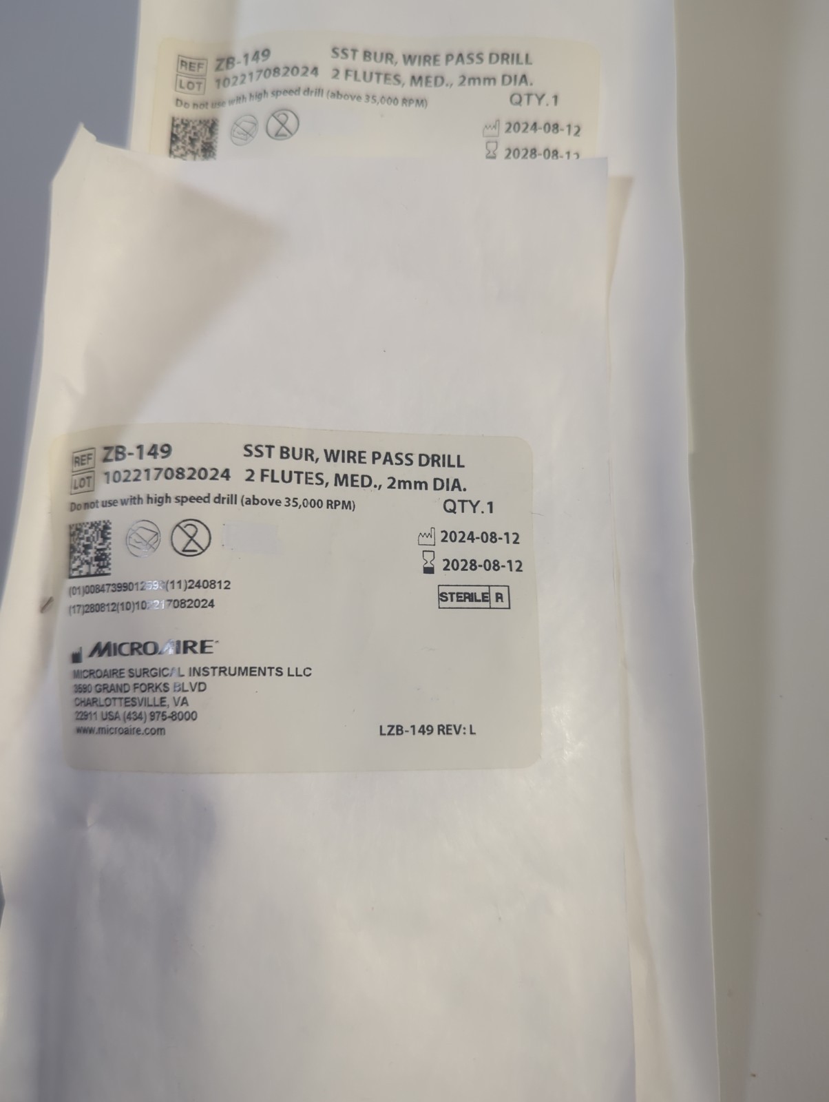 MICROAIRE SST Bur, # ZB-149 (5 Pack) Good Till 8/12/2028