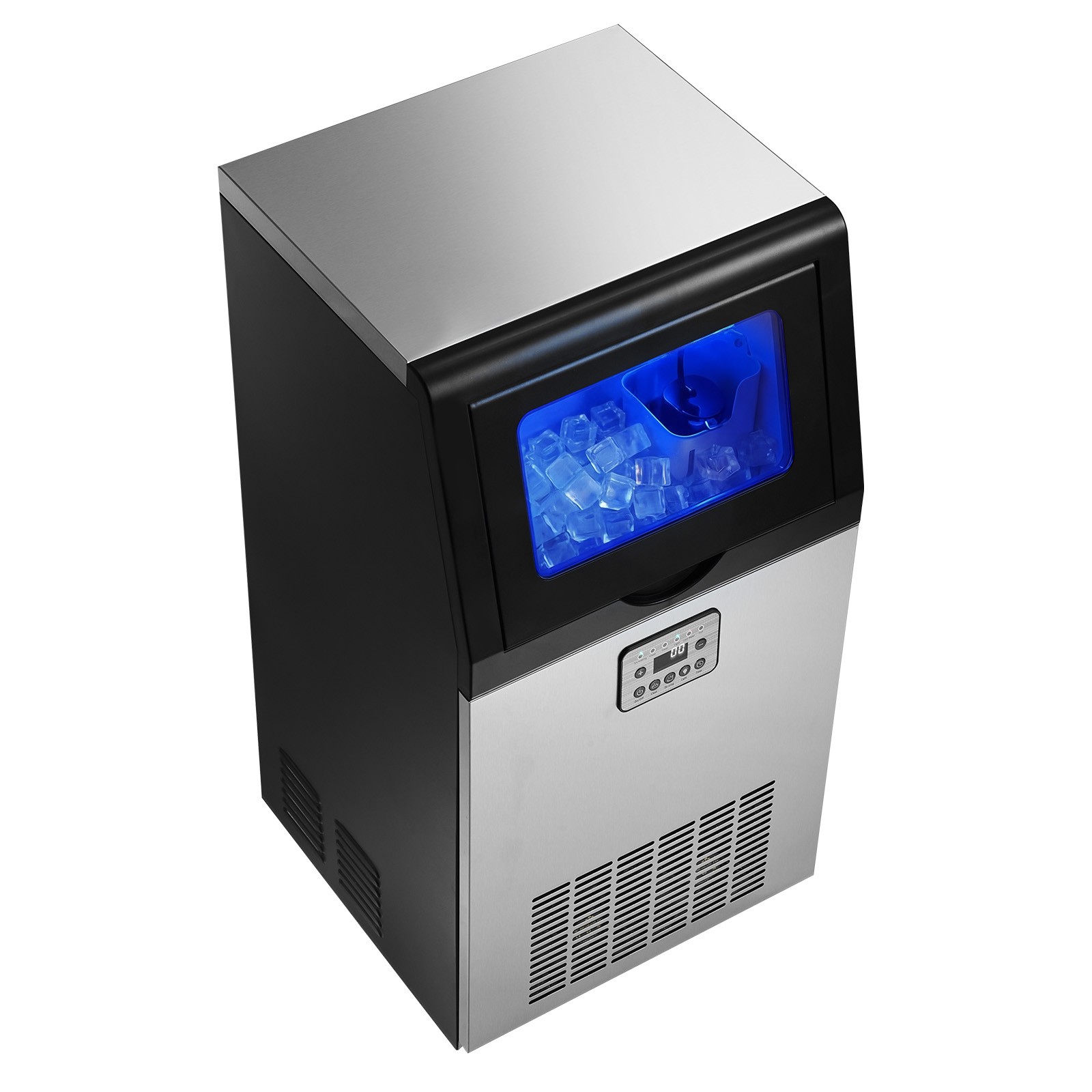 Uimoso 120lbs Commercial Ice Maker Under Counter Ice Cube Machine 30lbs Storage