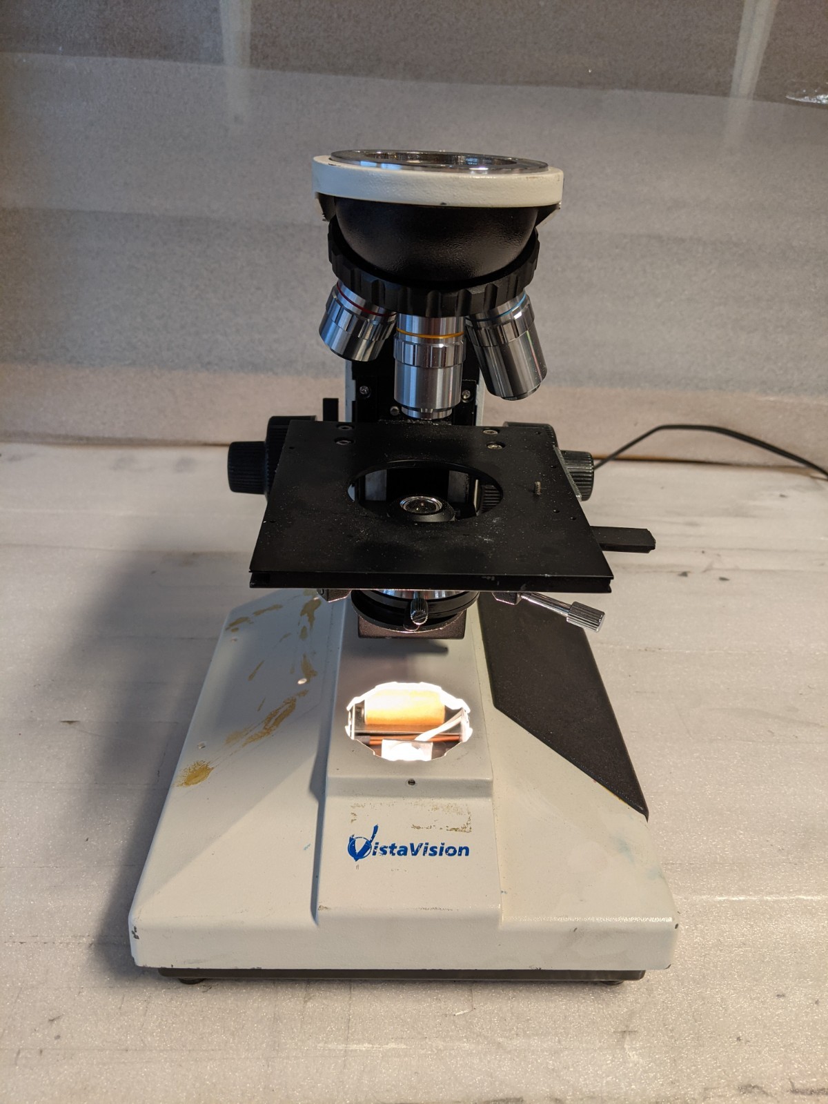 Vista Vision Microscope VWR w/4 Objectives 4x 10x 40x 100x – Missing Binocular