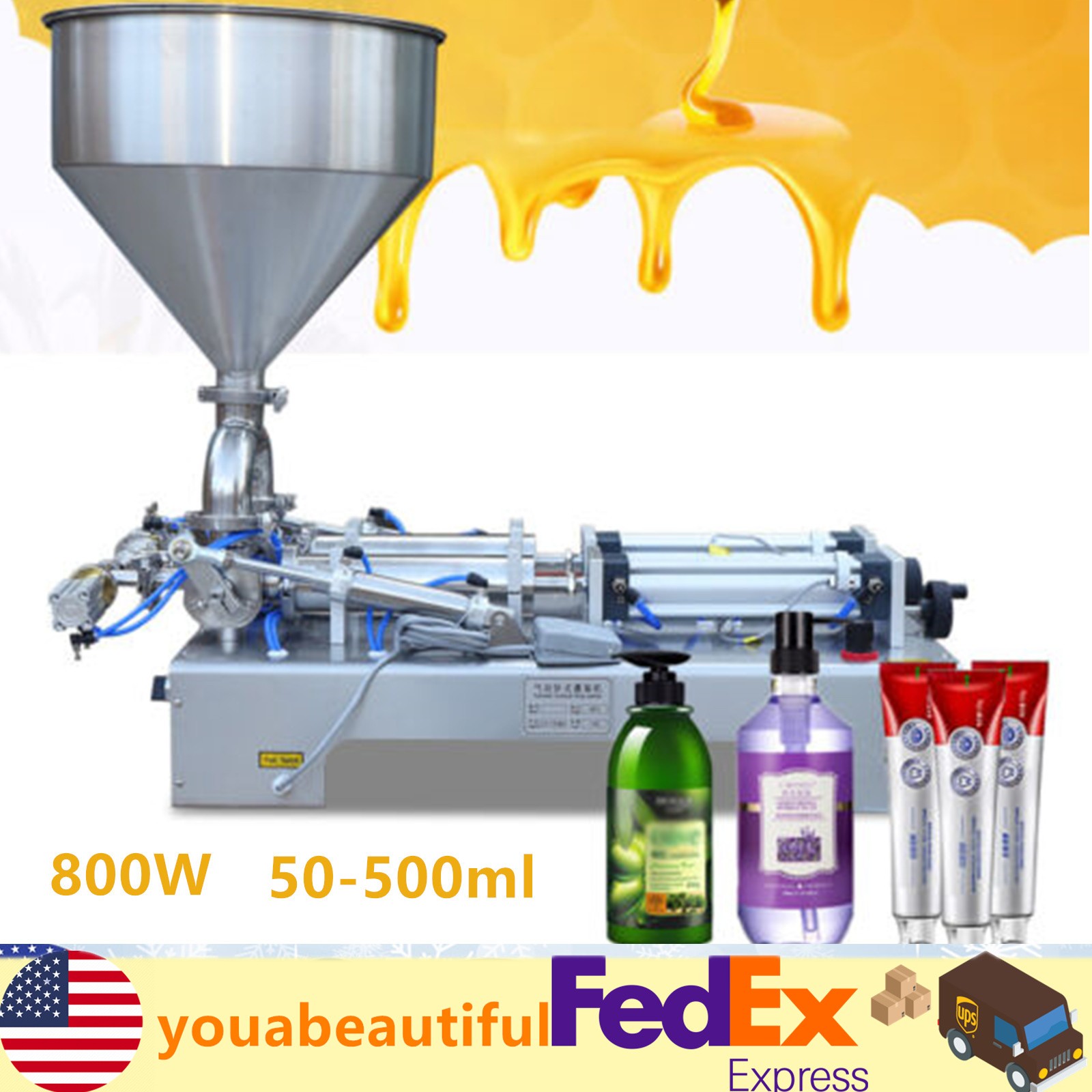 Liquid Paste Filling Machine Pneumatic Bottle Piston Filler 1-30 bottles/min USA