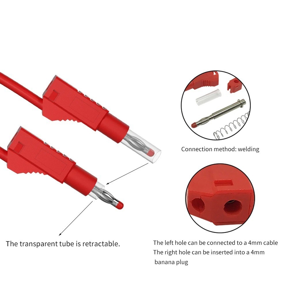 2Pcs Multi-Meter Test Leads Cable Jumper Wire Line Security 4Mm Banana Plug Retr