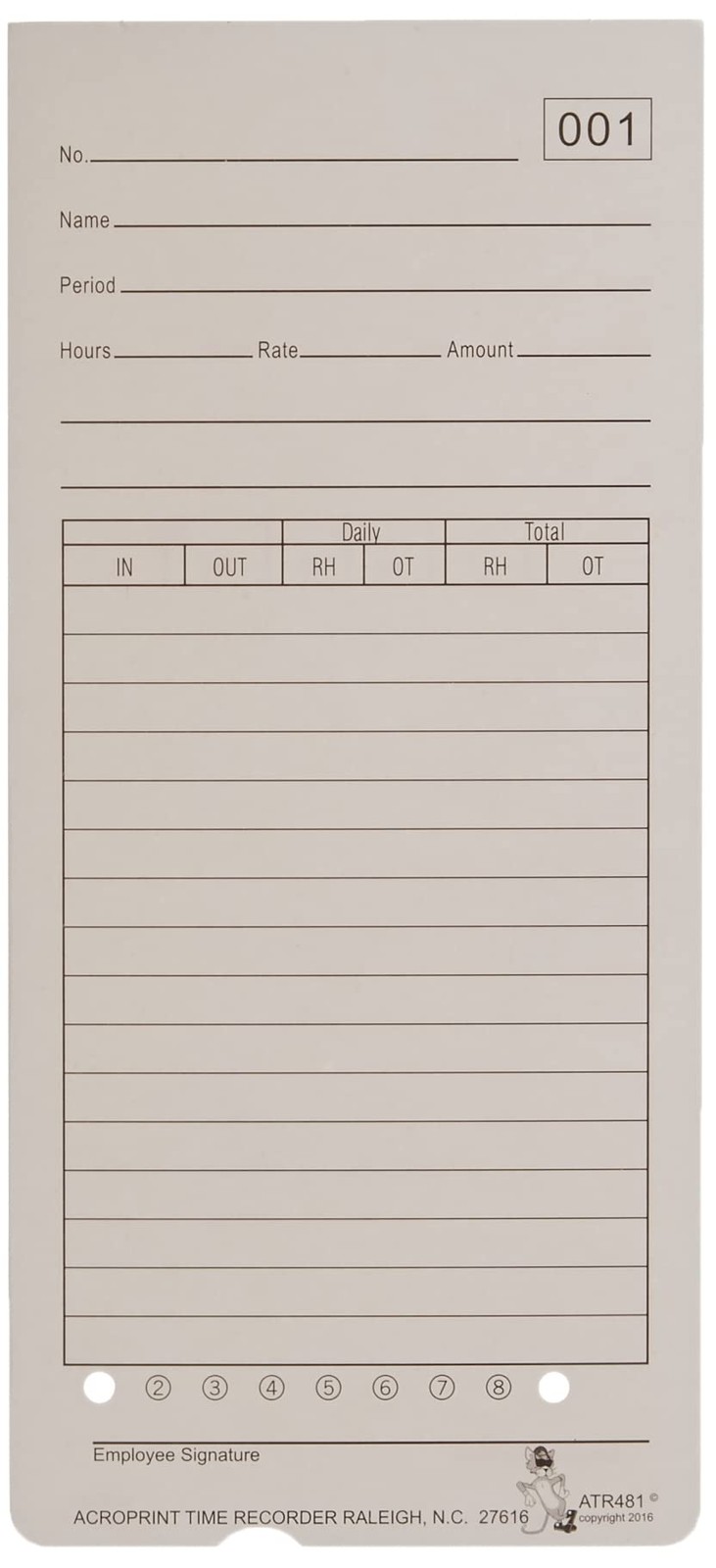 09-9115-000 Time Cards for ATR480 Time Clock, 50 Count(Pack of 1)