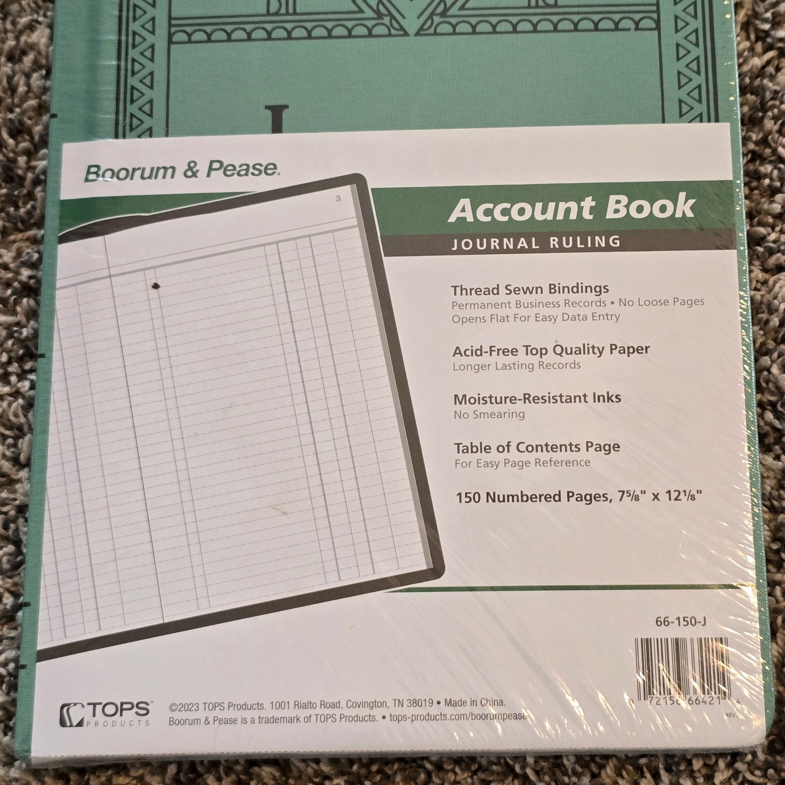 Boorum & Pease Account Book Ledger Journal 150 Pages Teal 66-150-J New
