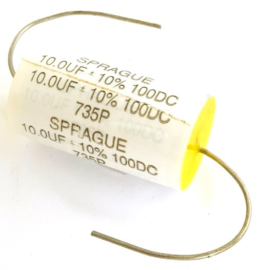735P106X9100L SPRAGUE 735P SERIES WRAP-AND-FILL AXIAL FILM CAPACITOR 10MF 100V