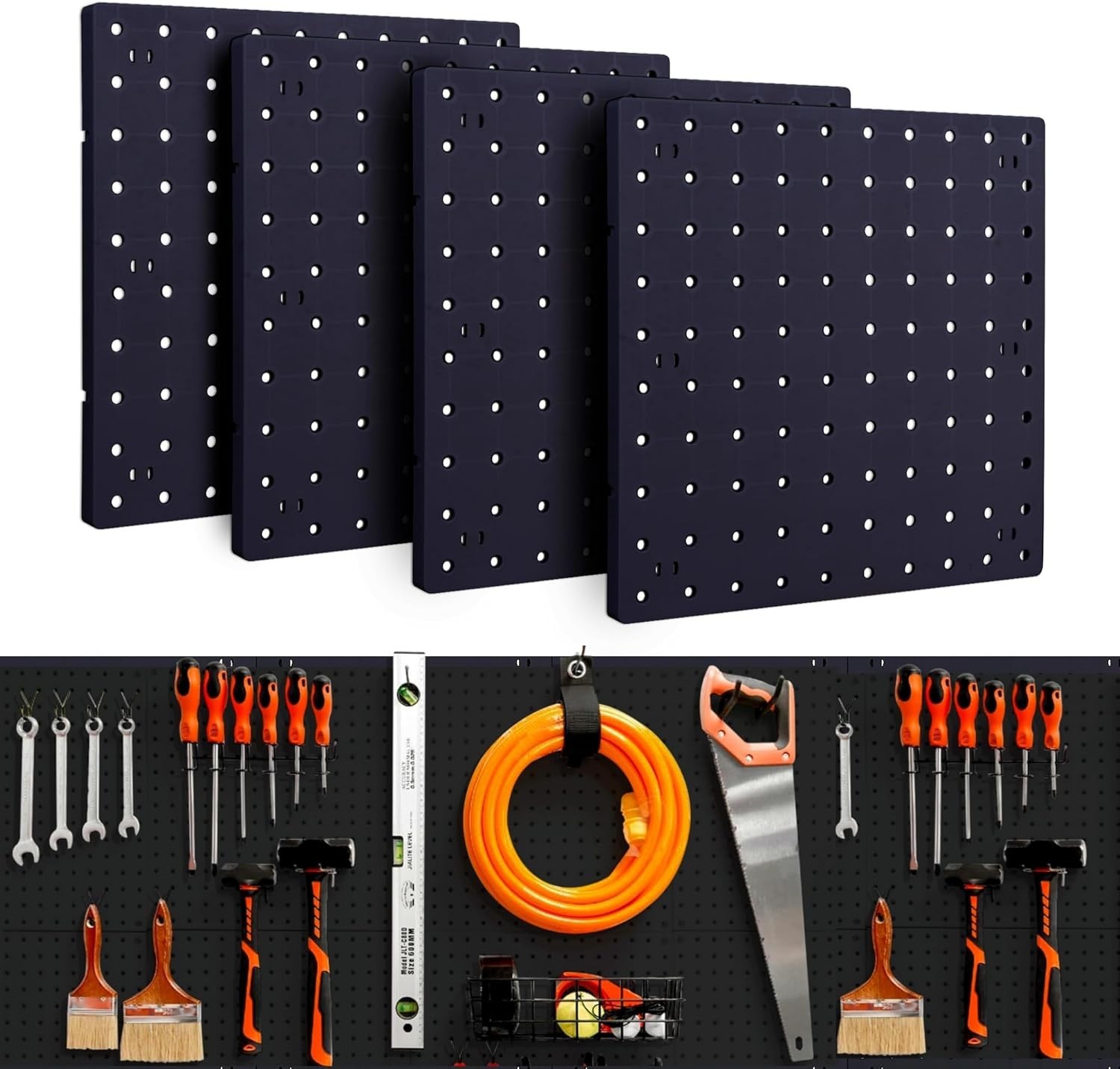 Strong & Lightweight Black Pegboard Wall Organizer Panels for Crafts & Tools