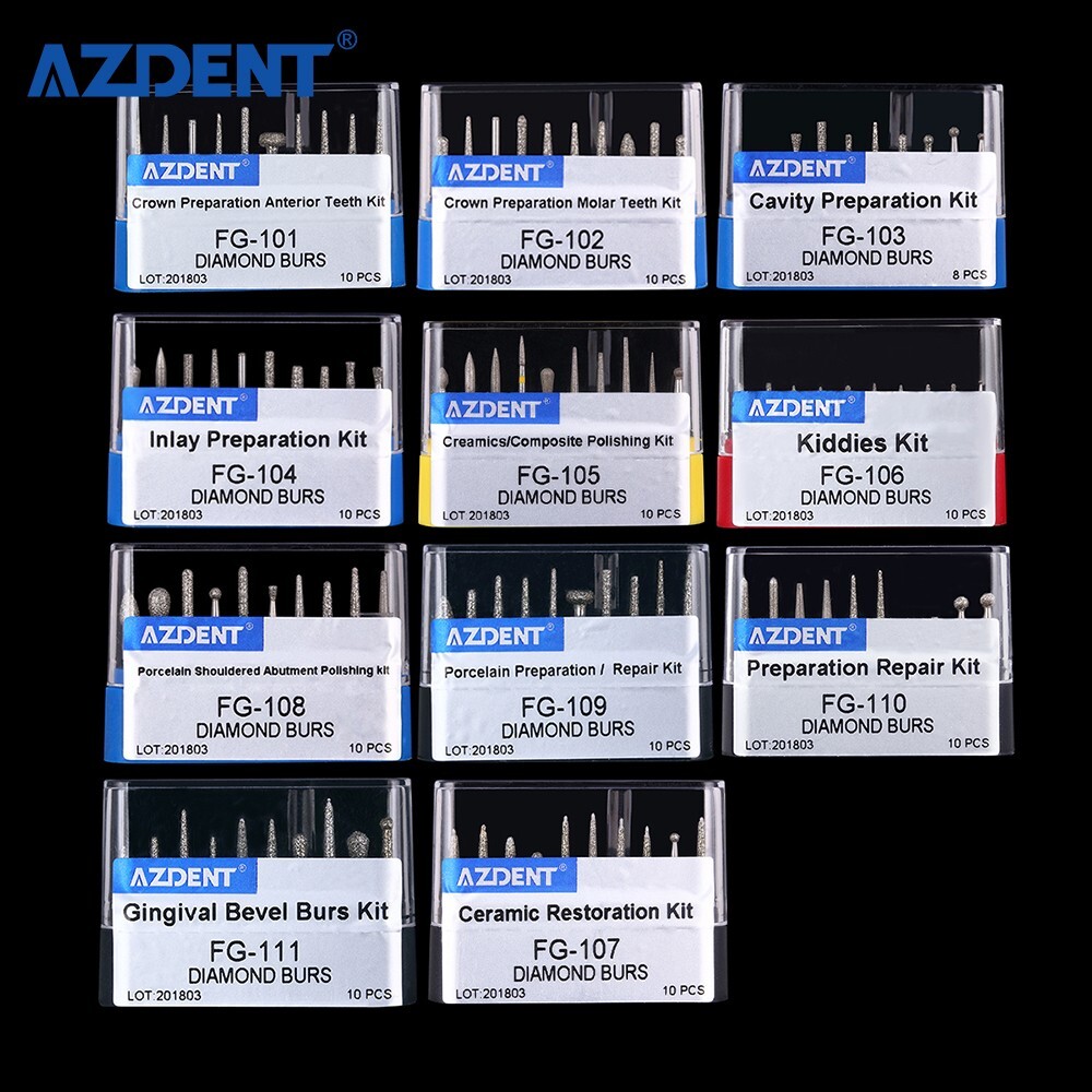 10 Boxes Mango de alta velocidad de diamante ultragrueso dental FG1.6mm 450,000