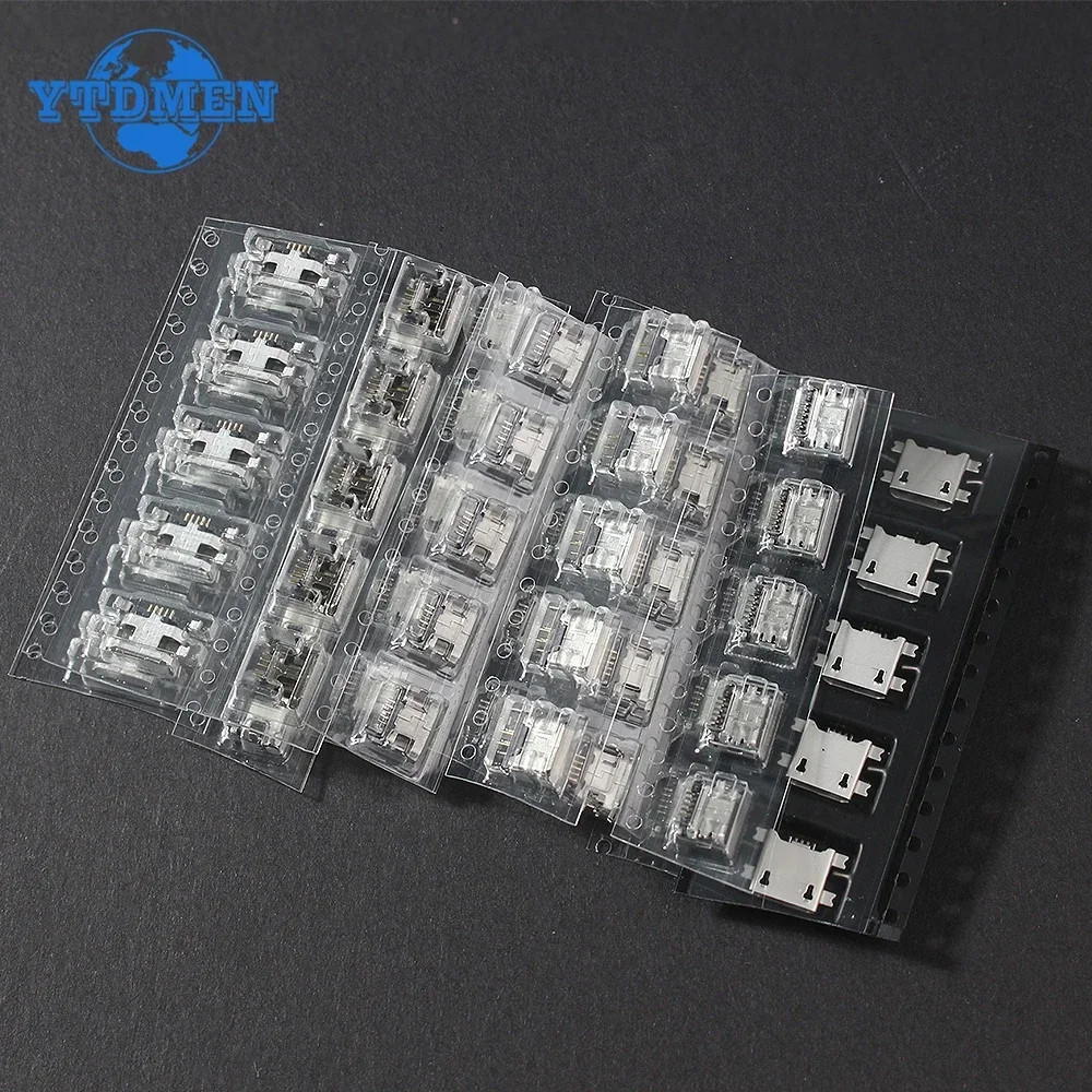 60pcs Micro USB Female Socket Connector Jack Port 5-Pin DIP Jack Plug Connector