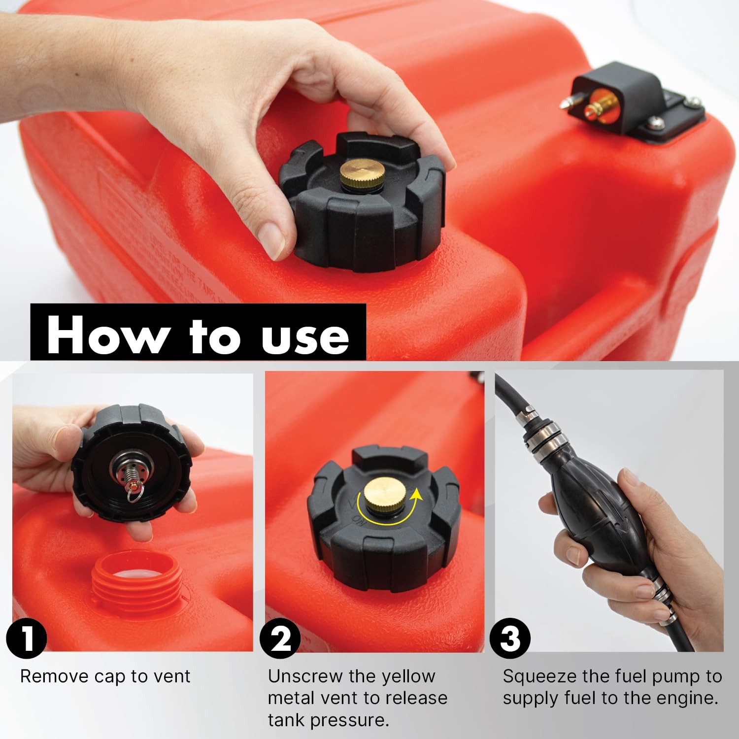 Portable 12L Marine Tank W/ Connector Fuel Tank Outboard Boat Motor