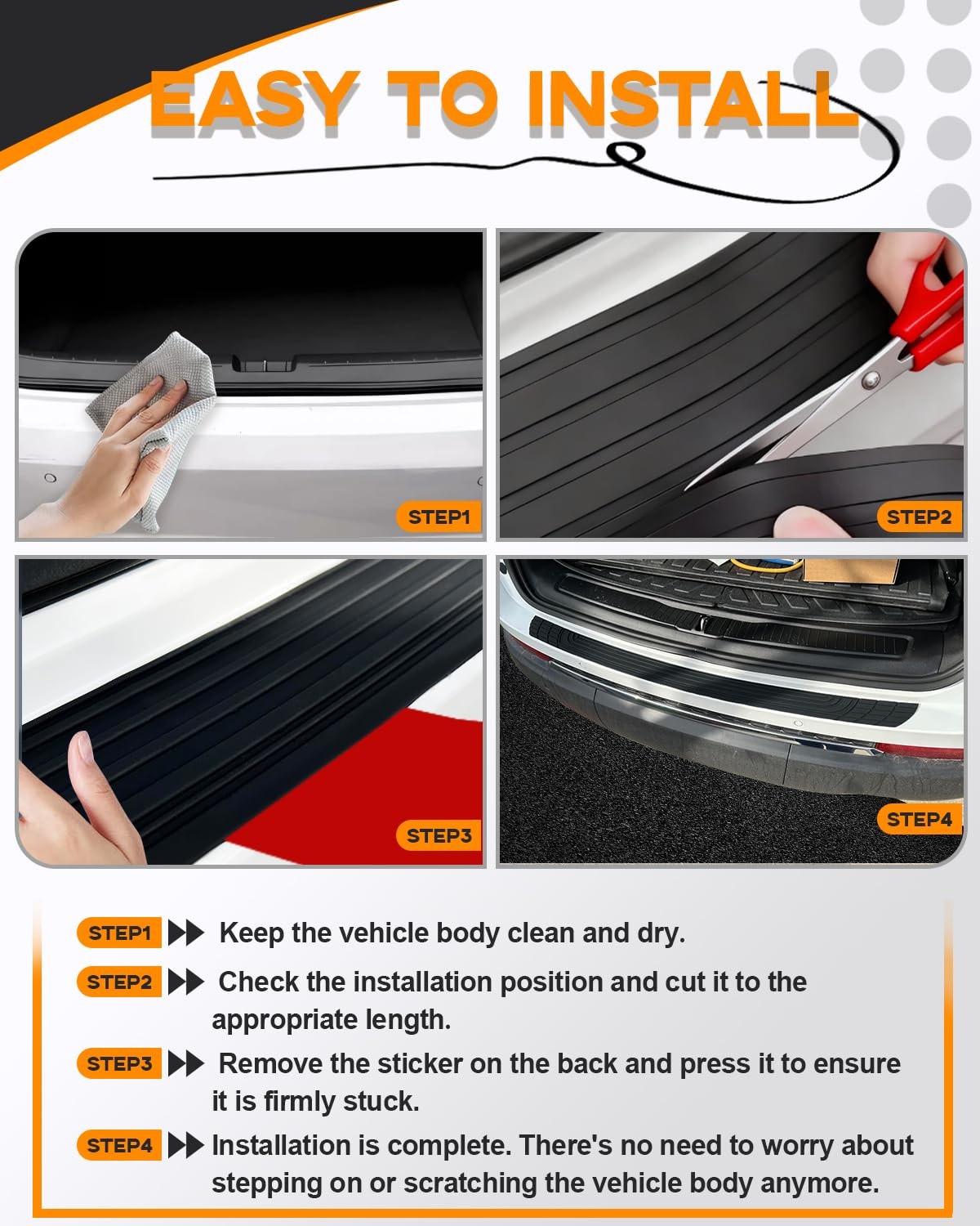 Universal 41 Car Rear Bumper Protector – Rubber Anti-Scratch Accessory