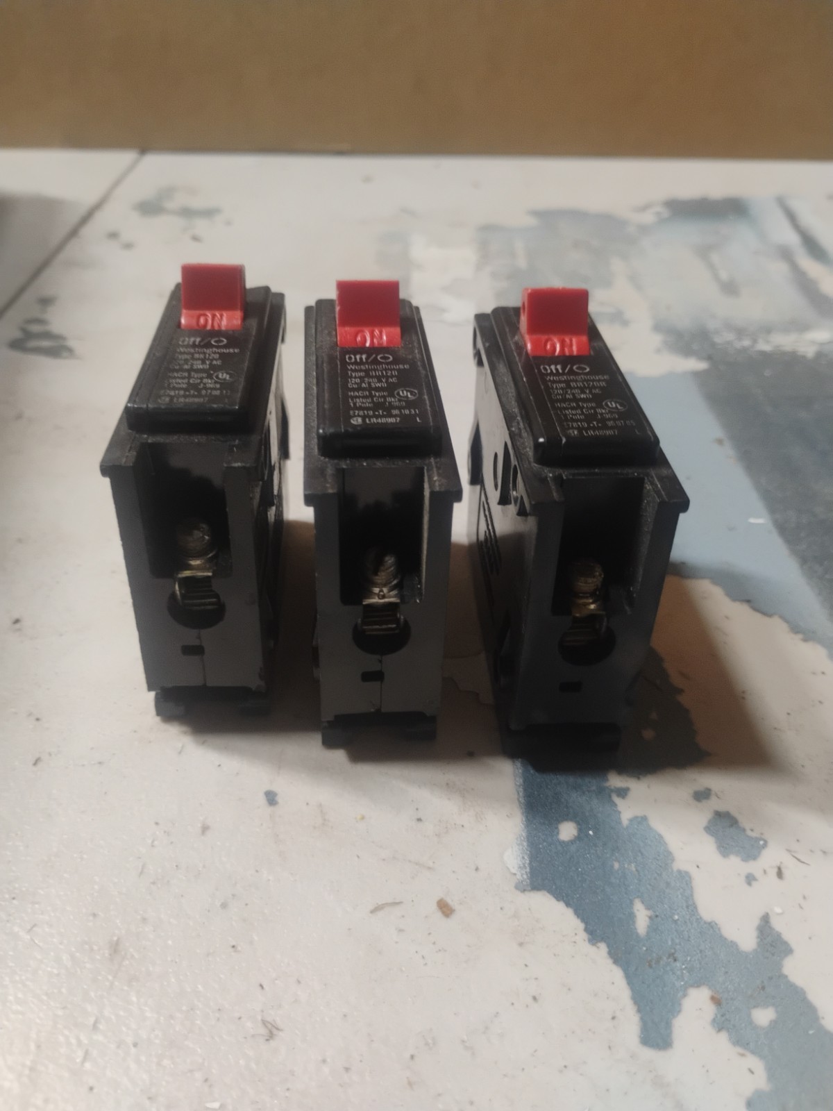 Lot Of 3 Westinghouse Bryant BR120R 1 Pole 20 AMP 120V Circuit Breakers