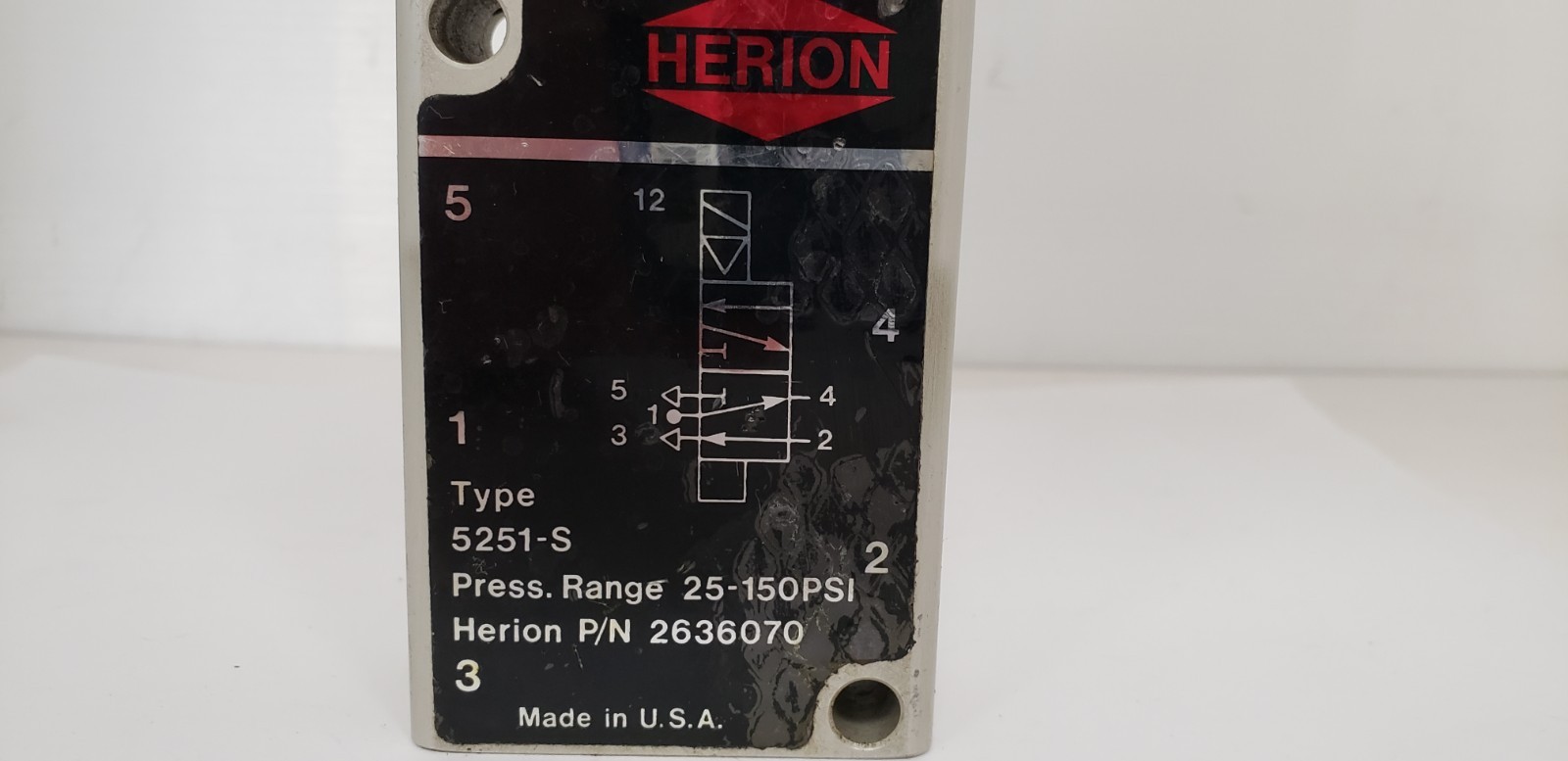 HERION 5251-S SOLENOID VALVE, 2636070, PRESS RANGE 25-150 PSI